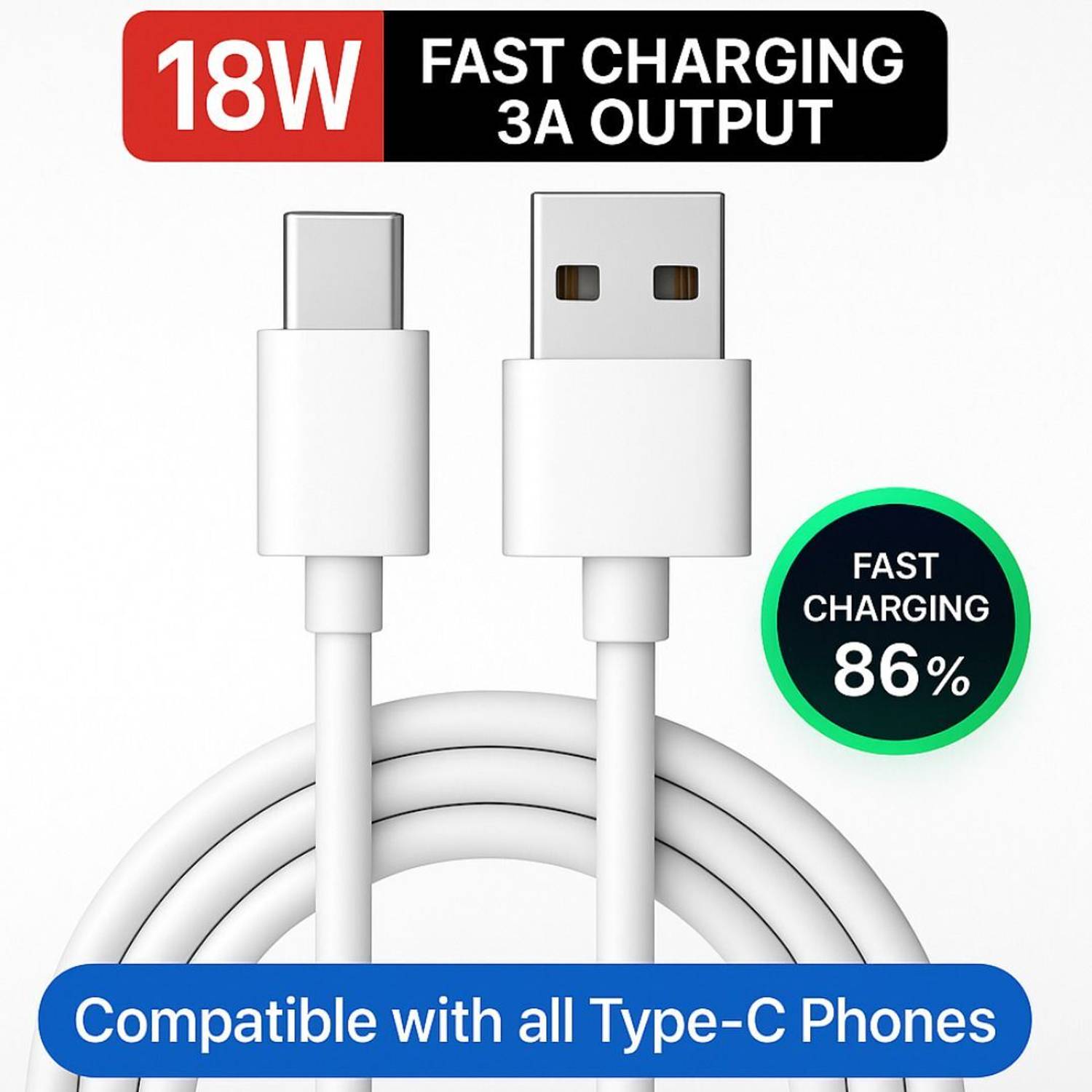 RoarX 18W USB Type-C Data Cable 1m - Image 2