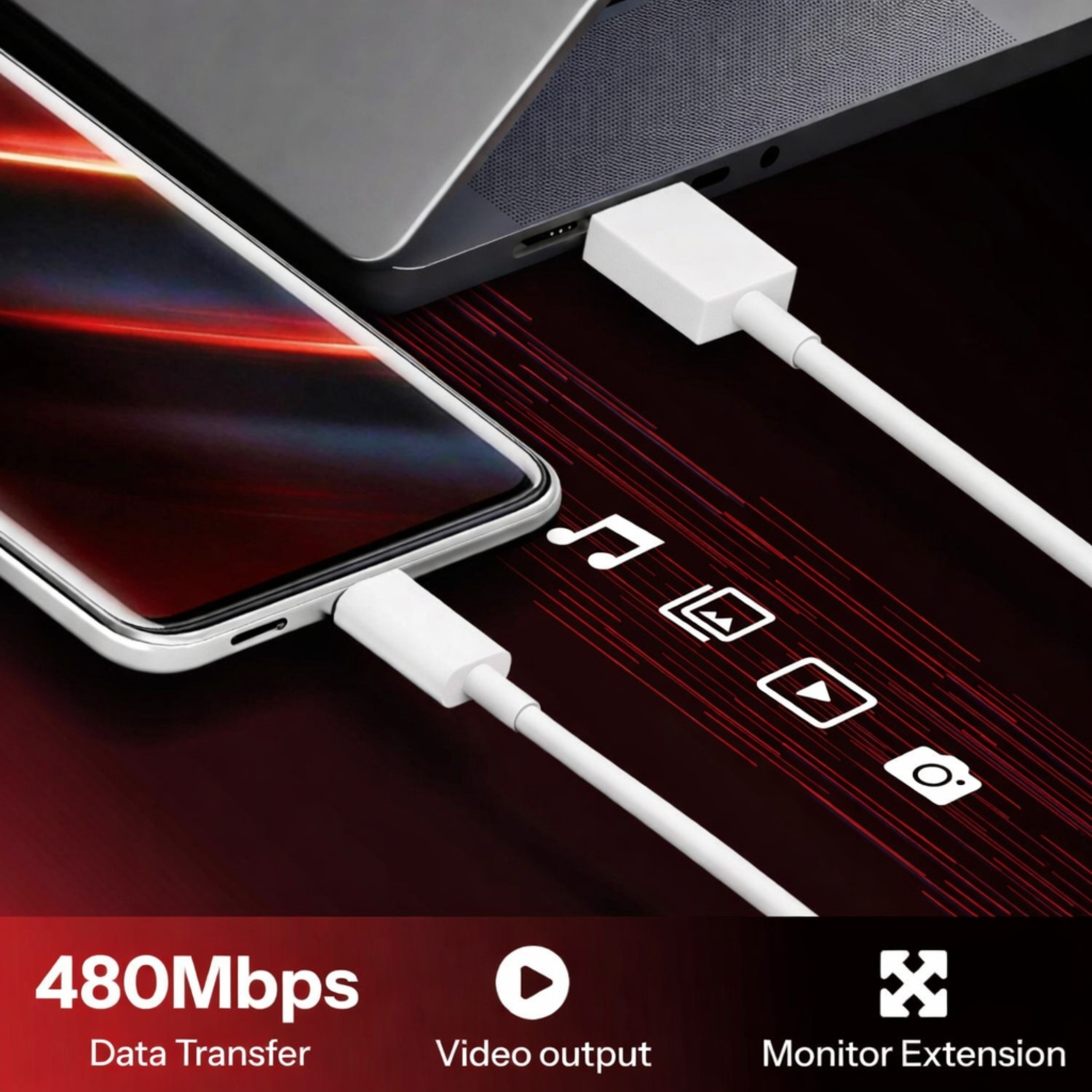 Image of MegVolt USB Type C Cable 4 A 1.5 m TPE 45W Type C Fast Charging Cable 1.5 Meter High Speed Data