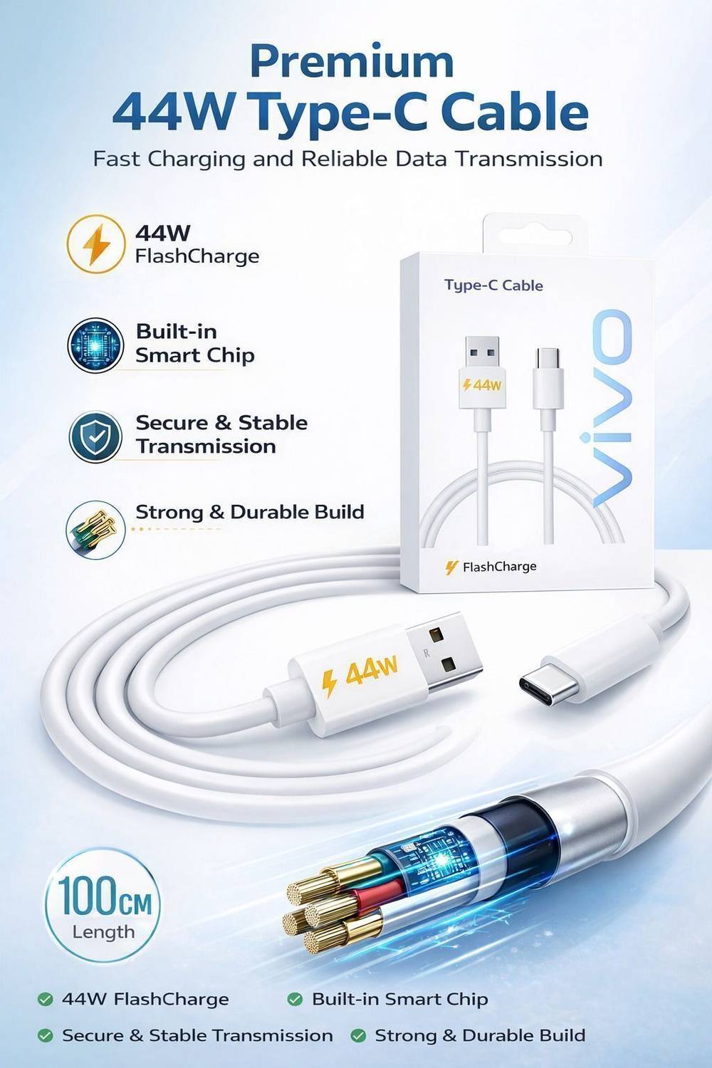 vivo USB Type C Cable 4A 0.97m Copper - Image 5