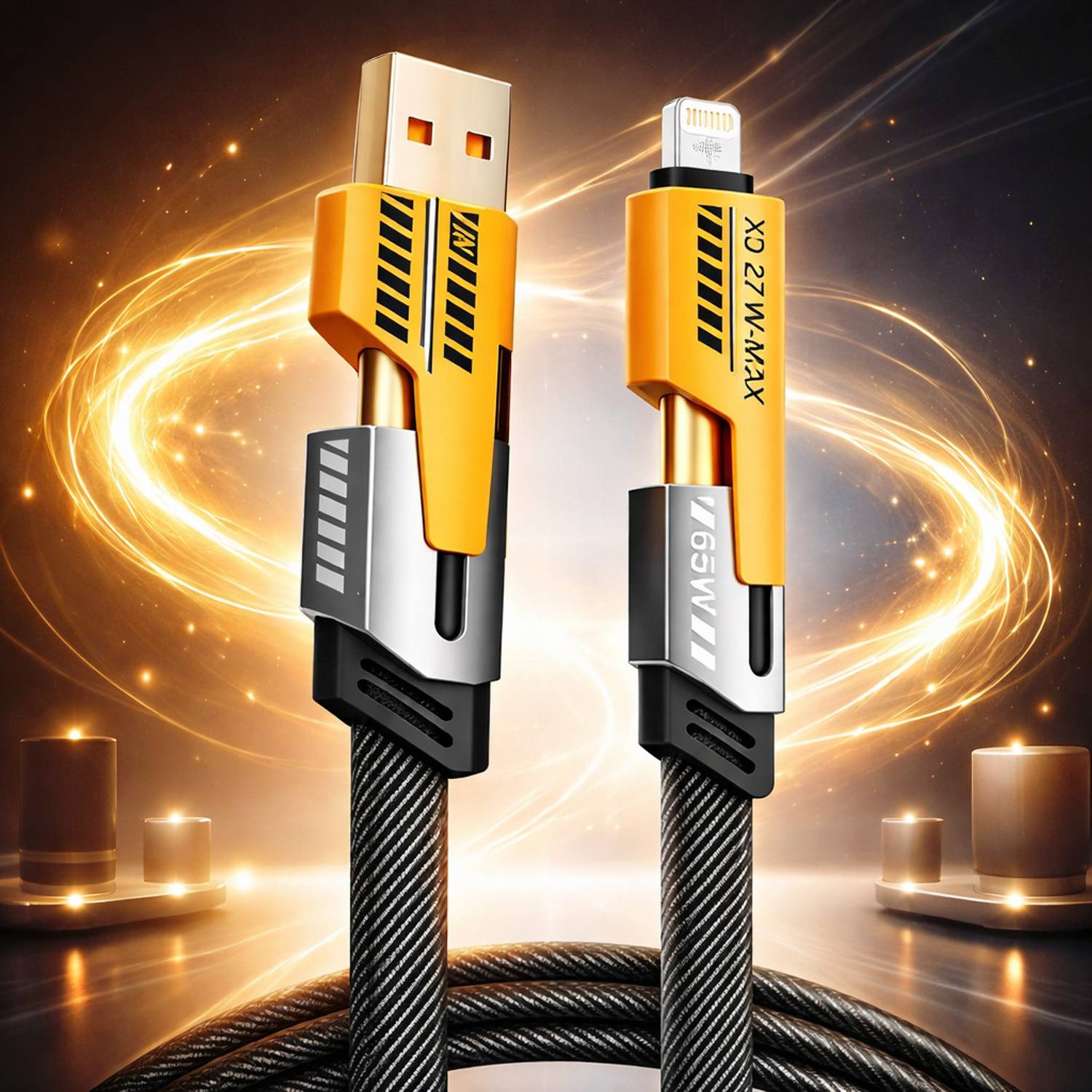 NS WORLD 4-in-1 Cable 1 m 4 in 1 Metal Alloy Ports Fast Charging & Data Transfer 65W Cable 1m USB Type C Cable