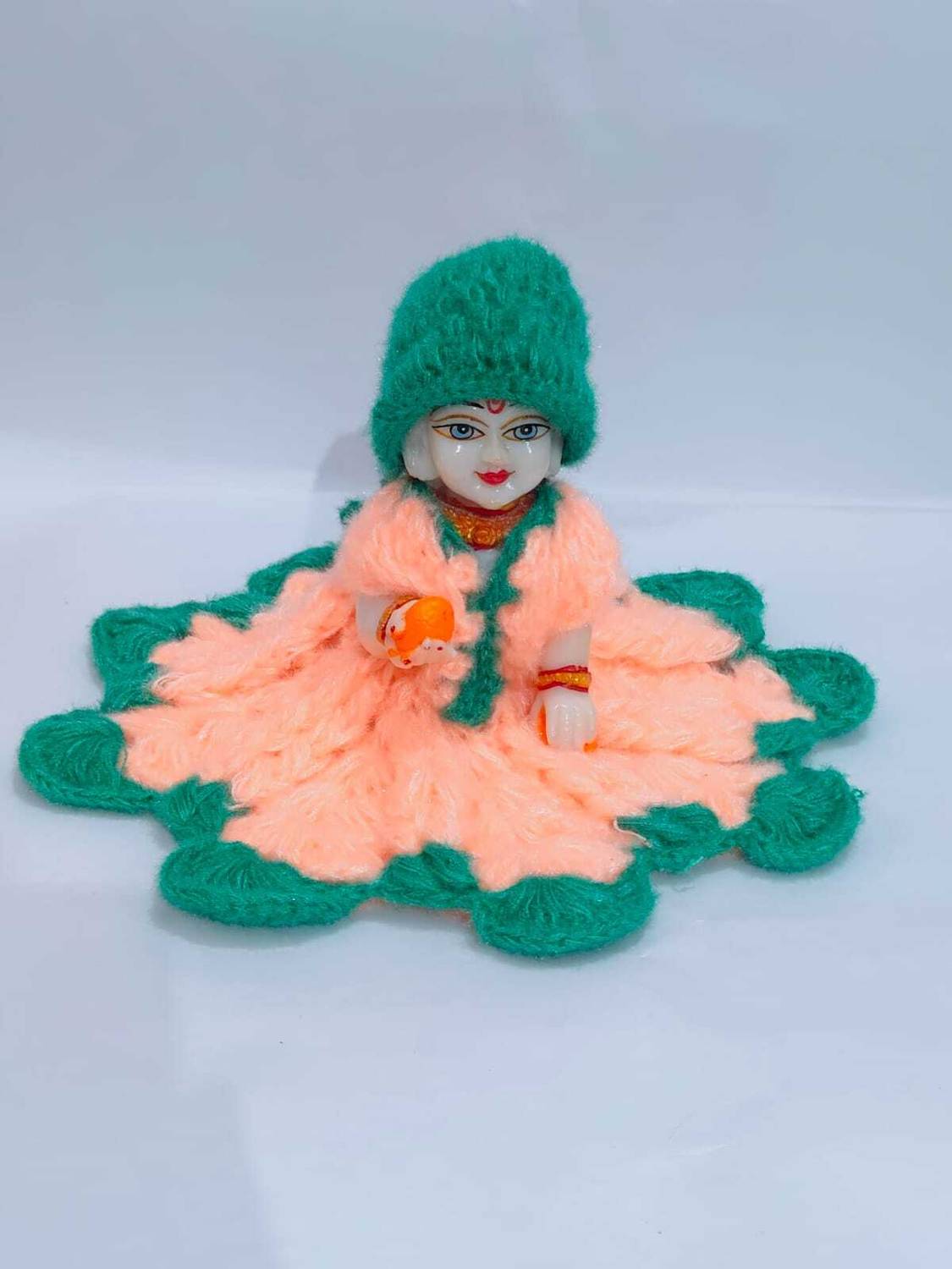 buyagain Size 2 no. winter woolen poshak laddu gopal sweater with Cap Bal Gopal poshakl Dress