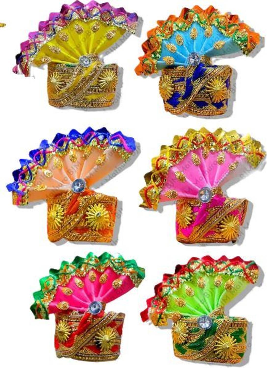 BROWN HORSE\ Bal Gopal Krishna Laddu Gopal Pagdi Mukut Set Combo-6 (Size no-0) Dress