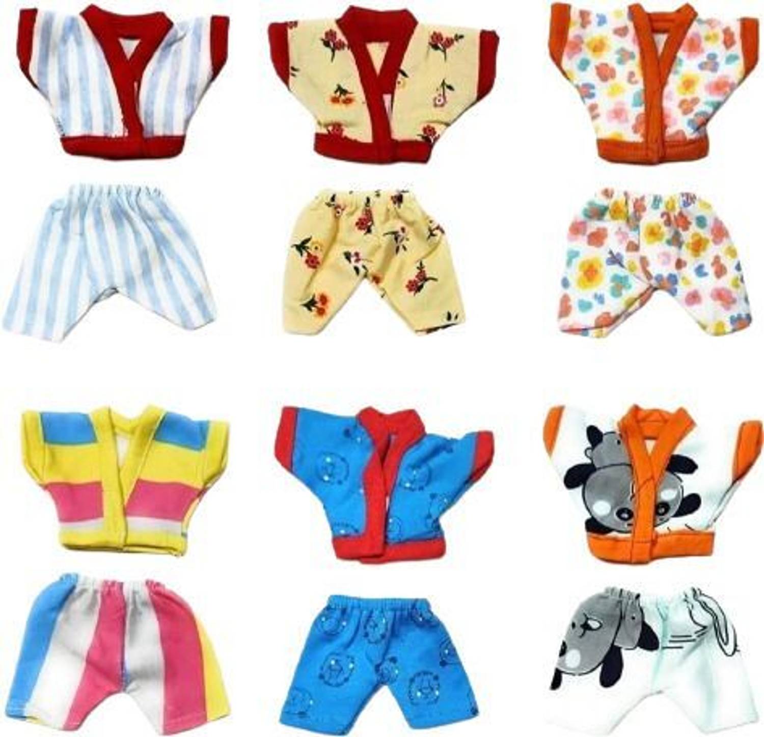 BROWN HORSE\ set of 6 laddu gopal ji summer special cotton night suit (size 3)random color Dress