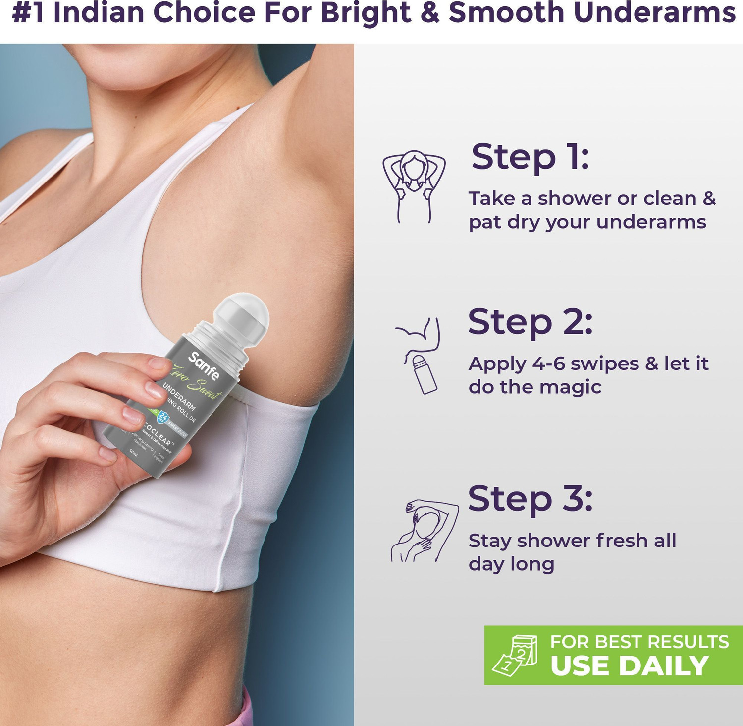 Image of Sanfe Zero Sweat Underarm Lightening Roll On Lightens Deodorant Roll-on - For Men & Women