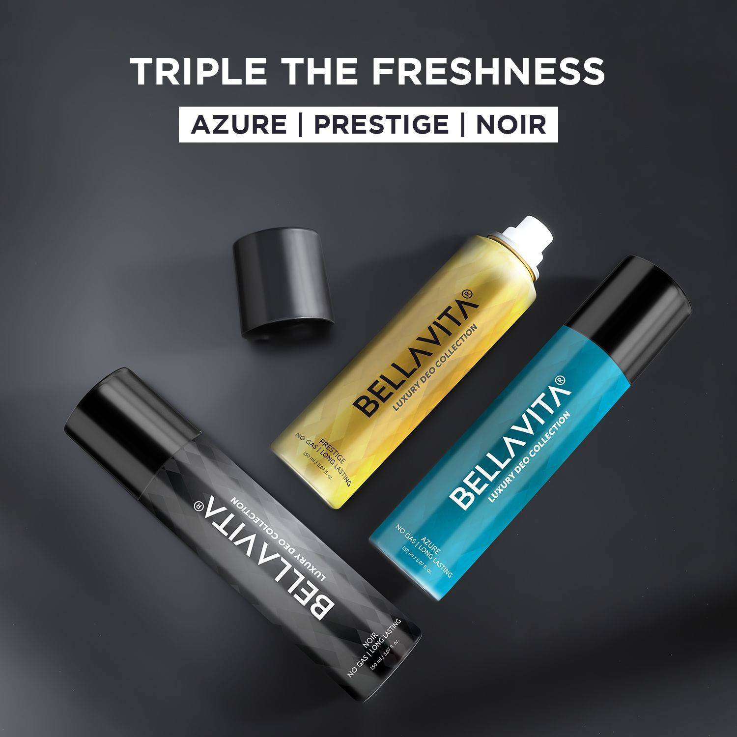BELLAVITA Noir, Azure & Prestige Pack of 3 · 150 ml (450 ml total) - Image 2