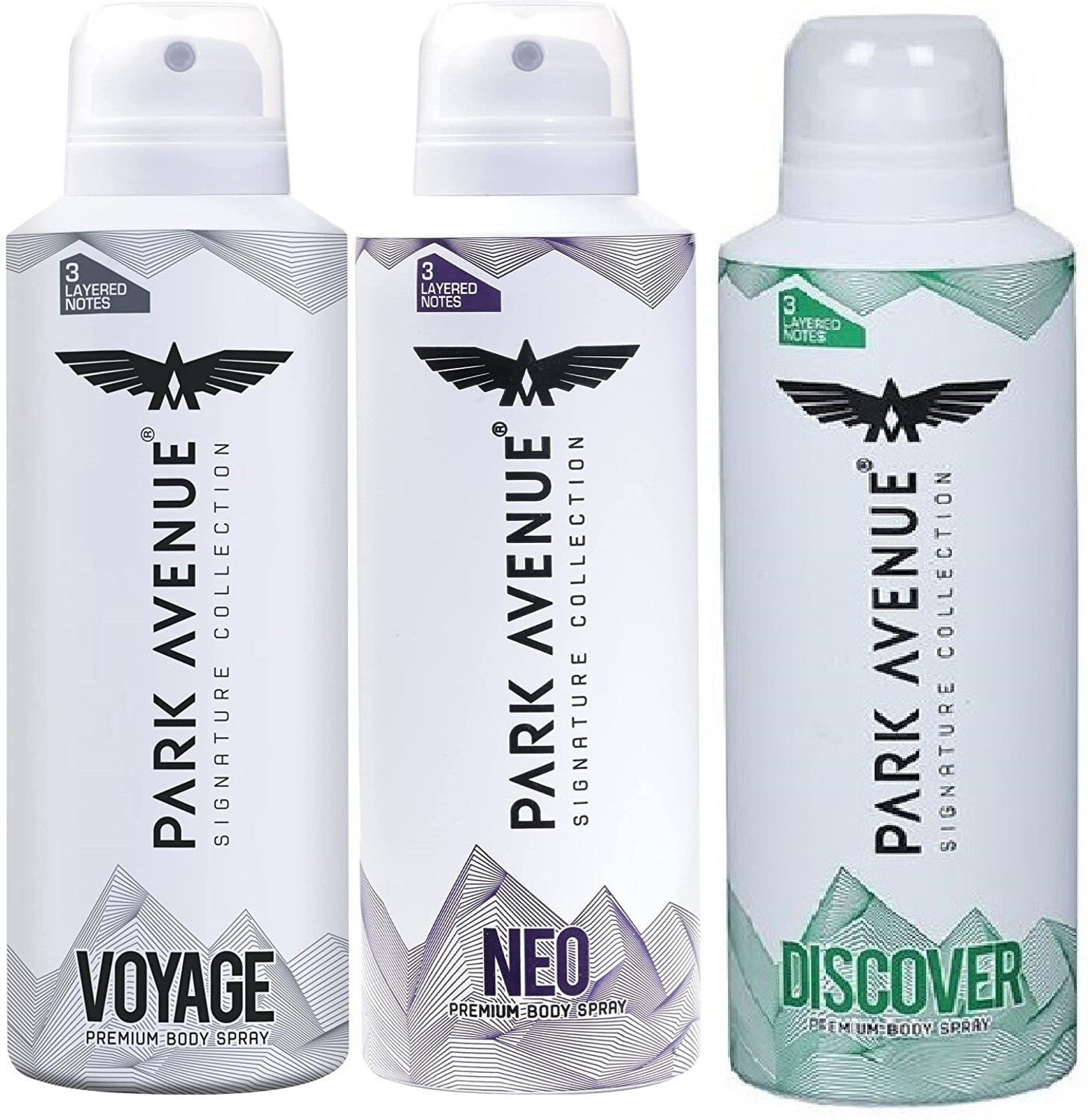 Image of PARK AVENUE Voyage , Neo , Discover Pemium Body Spray, 150ml (Pack of 3) Body Spray - For Men & Women