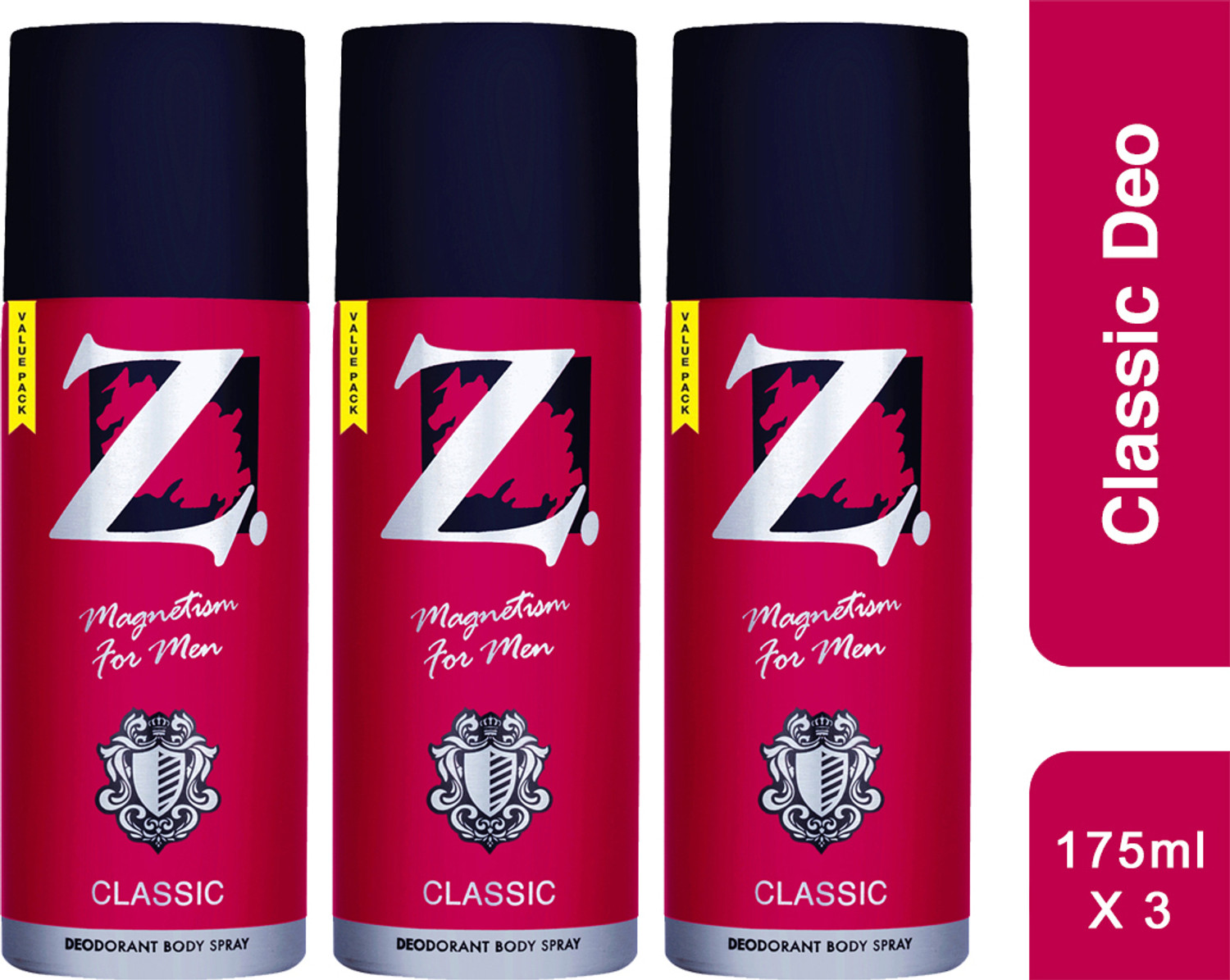 Z - Magnetism for Men Classic Deo, Woody, Musky Fragrance Deodorant, Prevents Odor Deodorant Spray  -  For Men