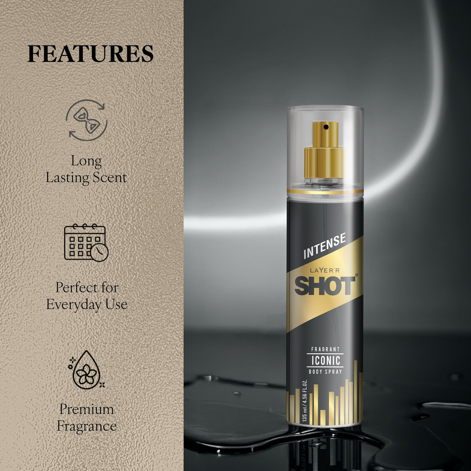Image of LAYER'R SHOT GOLD ICONIC 135ml Body Spray - For Men