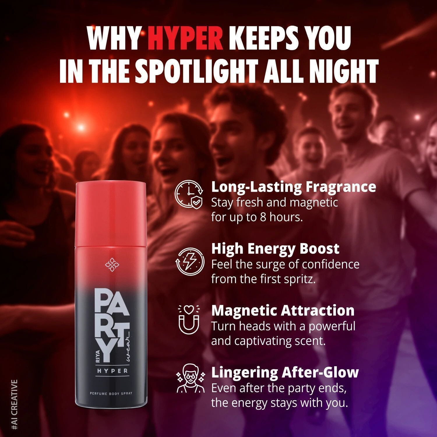 Image of RIYA Party Wear Hyper Deodorant | Deo Spray | 200 ml Each| Combo of 2 | Long-Lasting Perfume Body Spray - For Men