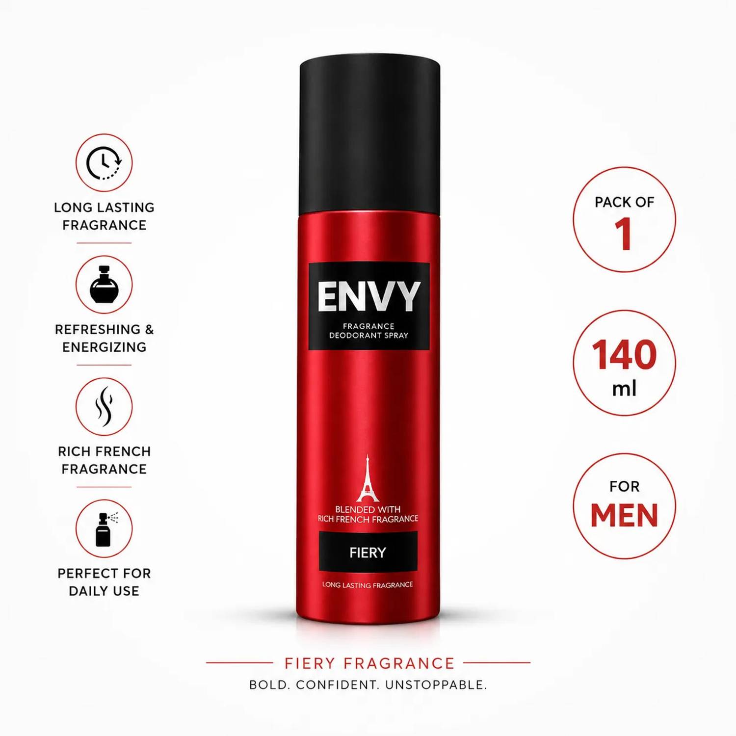 Envy Fiery Long Lasting Deodorant Spray - For Men