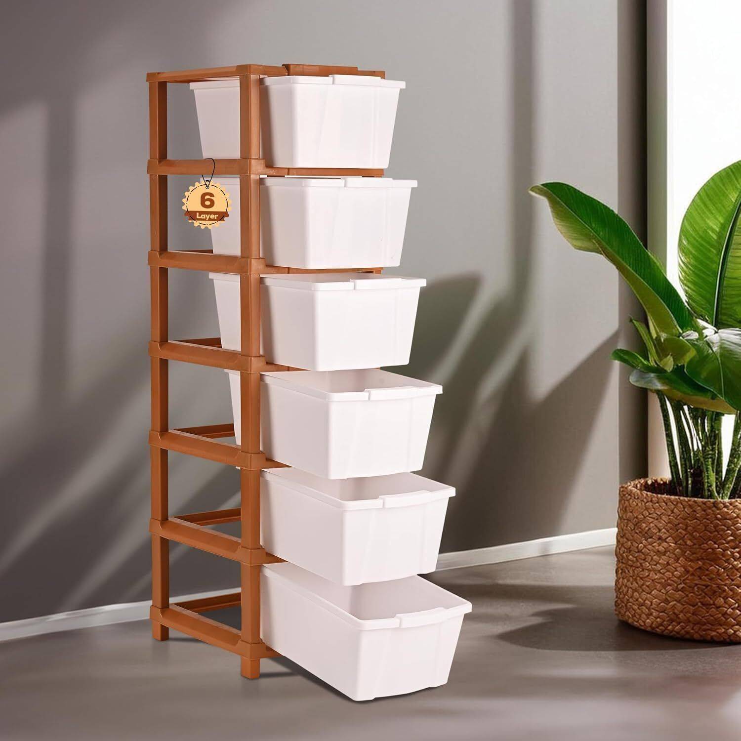 Flipkart.com | AK10ZONE 6 Compartments Plastic Modular Drawer - Modular Drawer