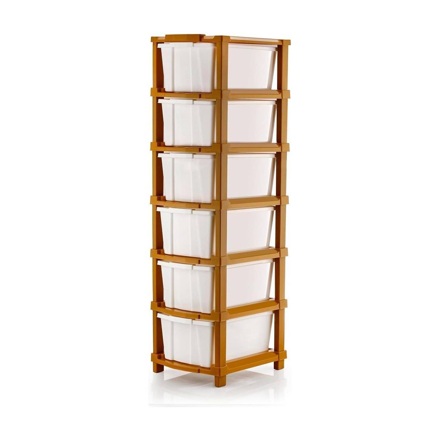 AK10ZONE 6 Compartments Plastic 6 Tier Multipurpose Modular Drawer Storage Rack