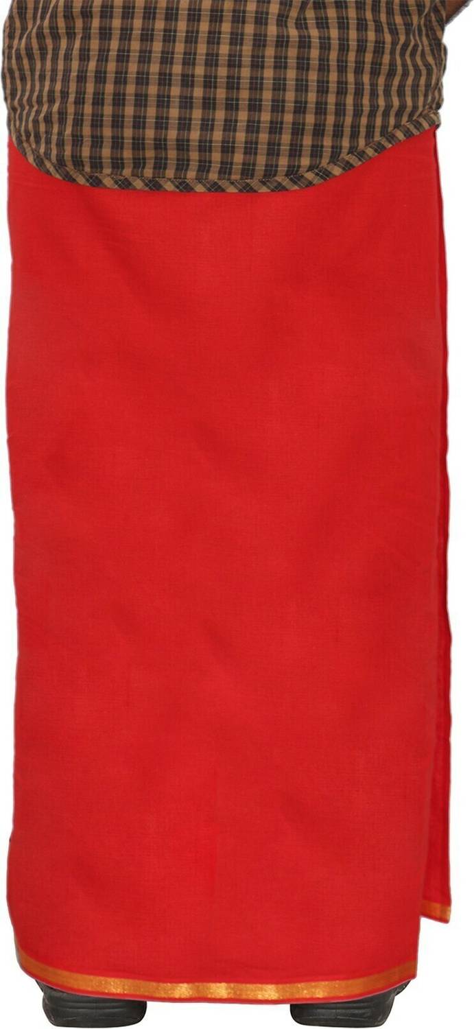 PRAKASAM COTTON Jari cotone Flexi Size Dhoti con tasca in velcro per