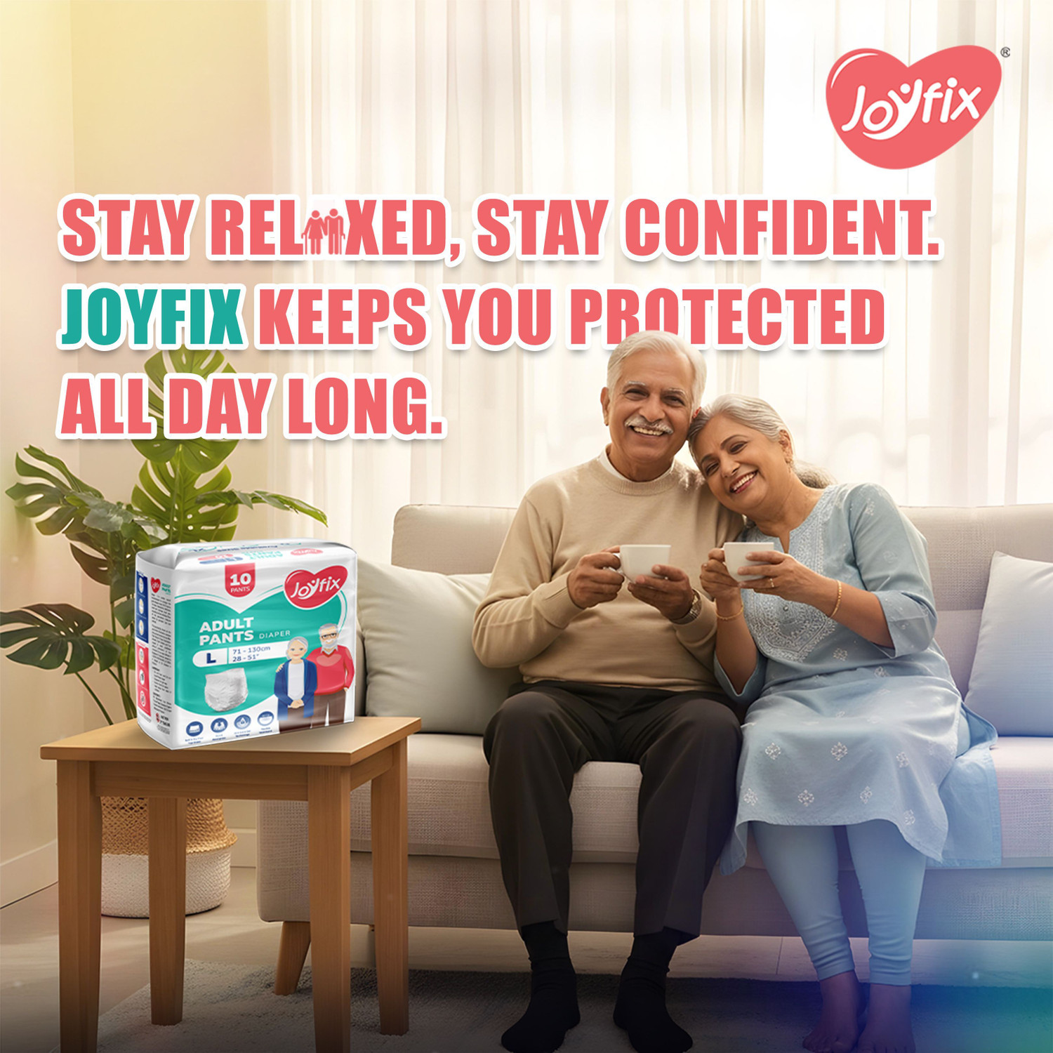 Image of JOYFIX Adult Diaper Pants | Waist Size |28 inch-51 inch | All Day & Night Comfort | 60 Pieces Adult Diapers - L