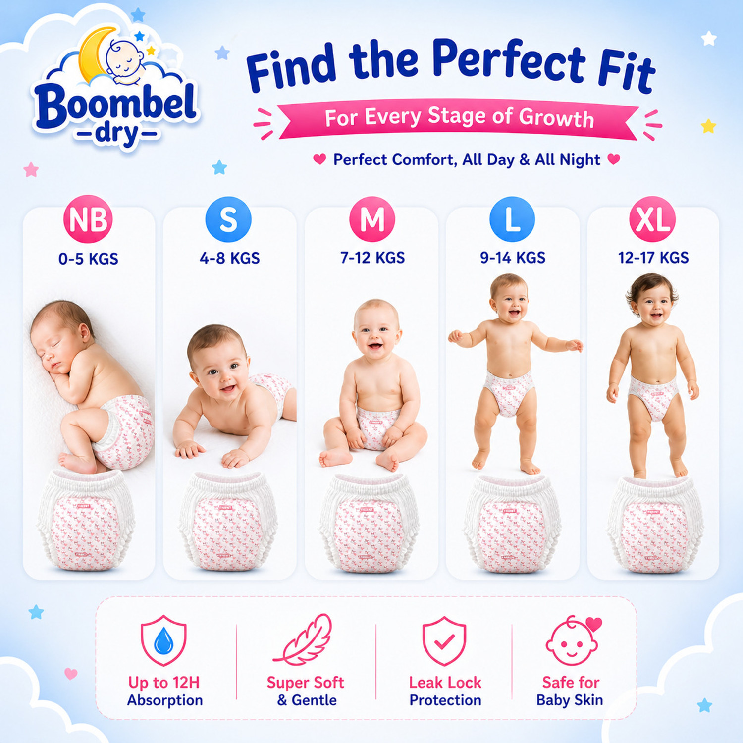 Image of BOOMBEL DRY Baby Diaper Pants L Size | Super Soft | Long Lasting Diaper | - L
