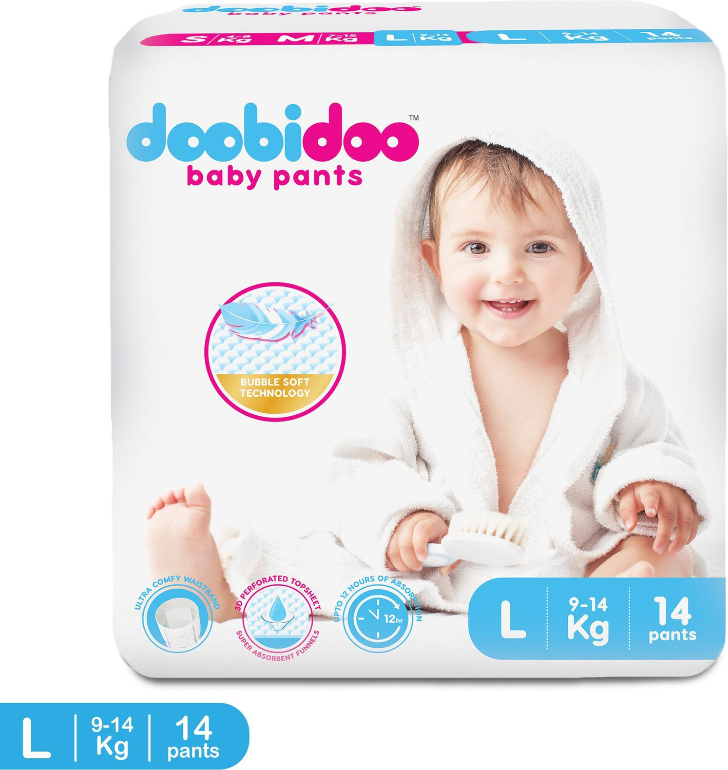 Image of Doobidoo Premium baby diaper pants Cushiony Cotton. 12 hrs absorption. Rash free - L