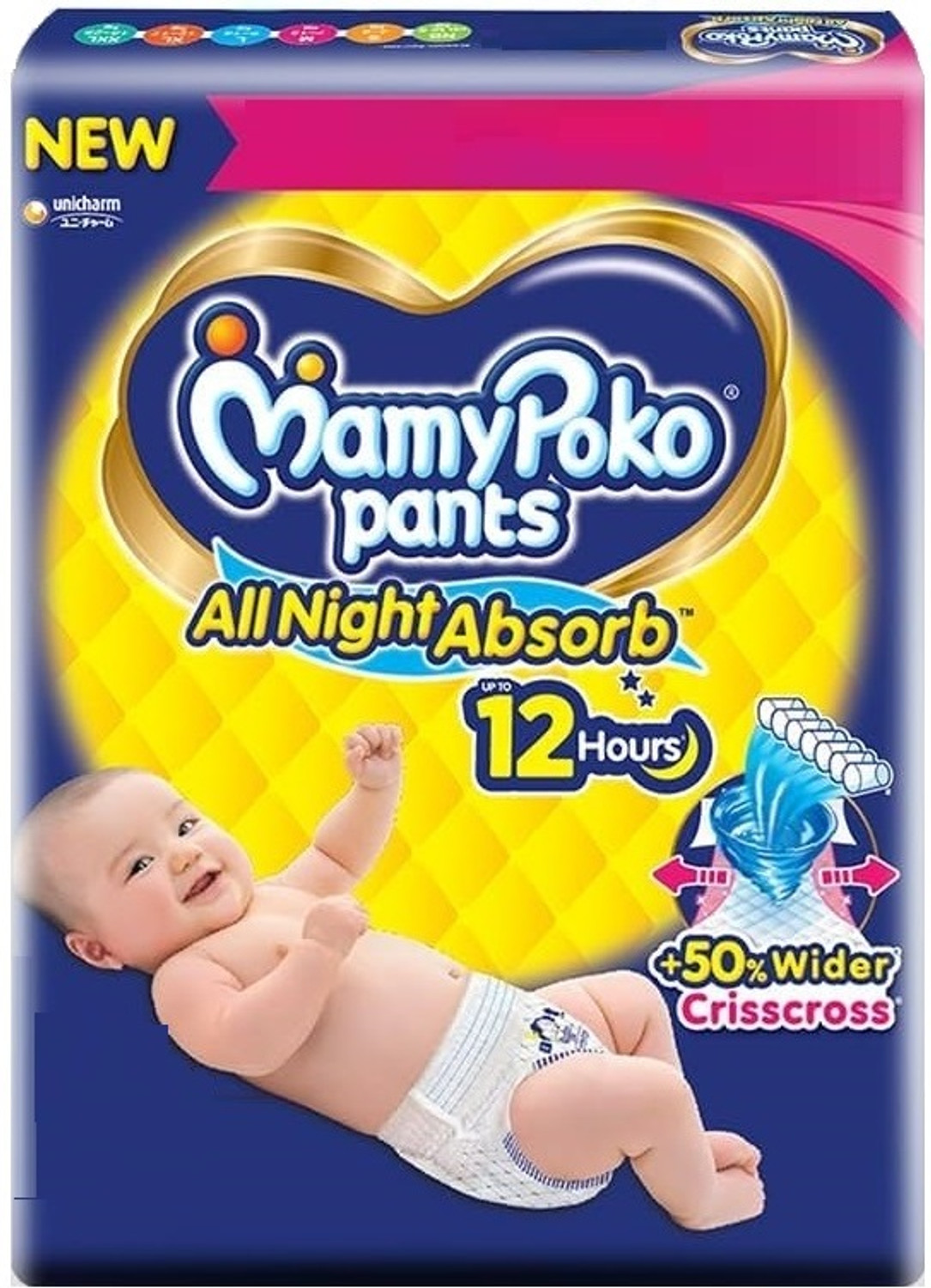 Image of MamyPoko All night Standard Baby Diapers Medium Size - M