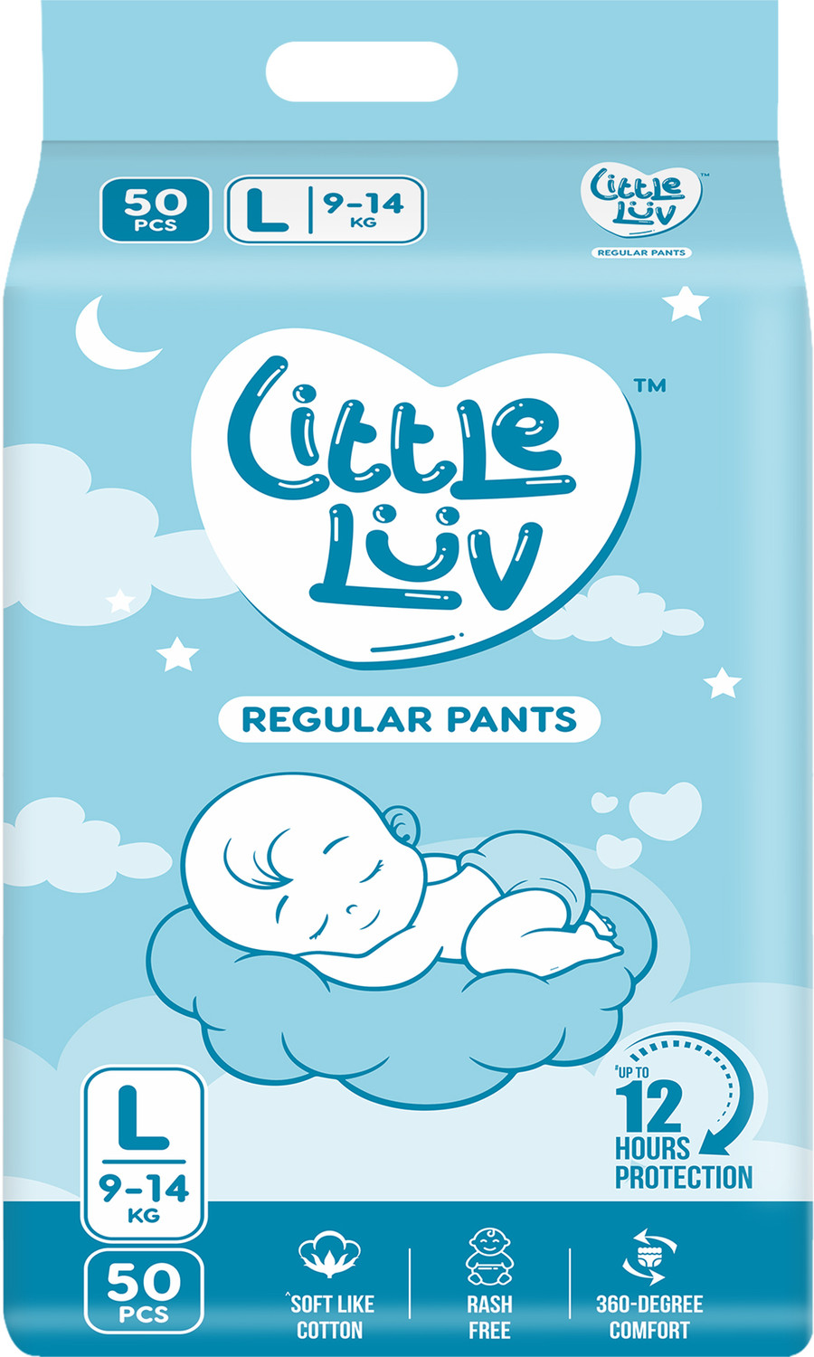 Image of Little Luv Baby Diaper Pants with 12hrs Absorption, Anti-Rash | Large (9-14kg), Pack Of 1 Pant Diapers - L