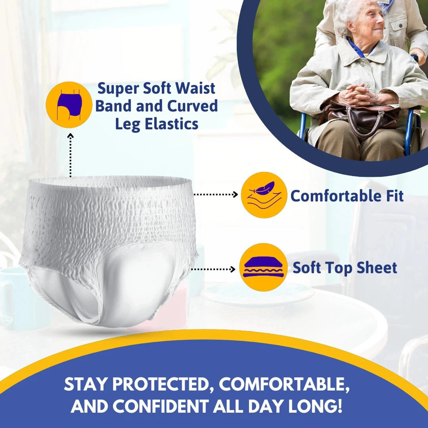 Image of PH TIDY Pants Style Super Absorbent and Leak Proof | Unisex | Waist Size (24 inch-44 inch) Adult Diapers - M