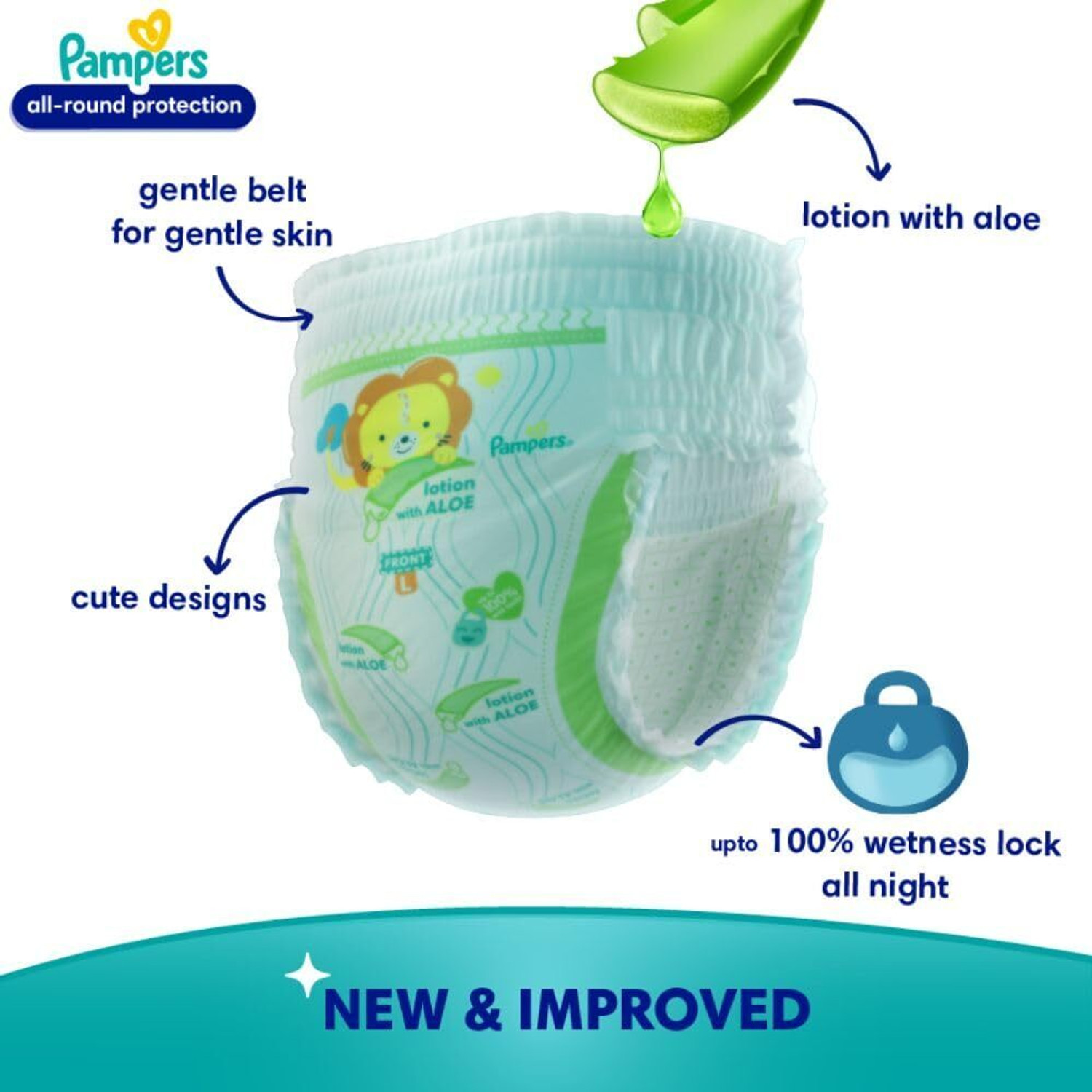 Image of Pampers Baby Diapers-L Size(Pack of 1)-25N219 Pant Diapers - L