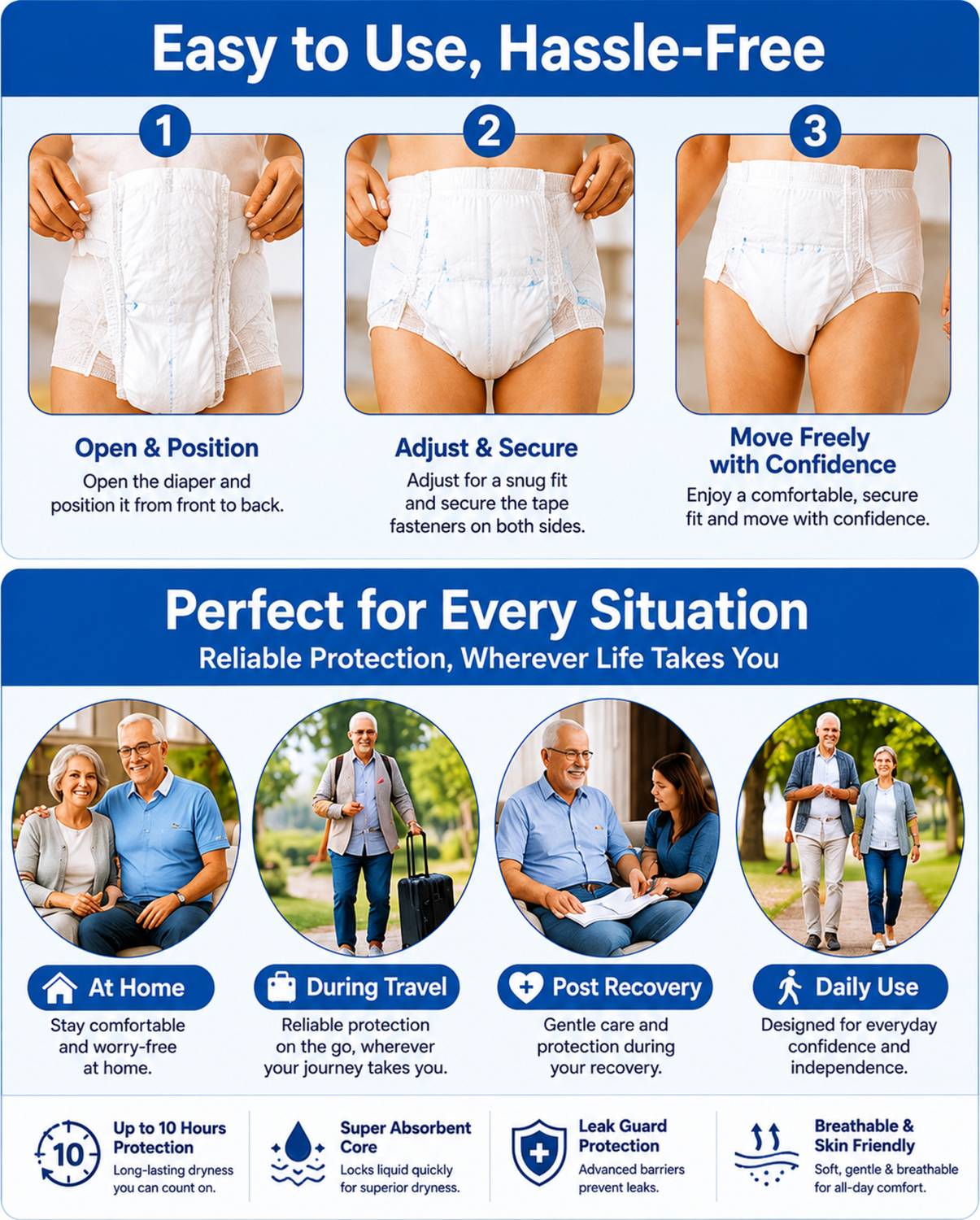 lyfcare Classic Tape Style Adult Diapers - Pack of 3 - Image 5