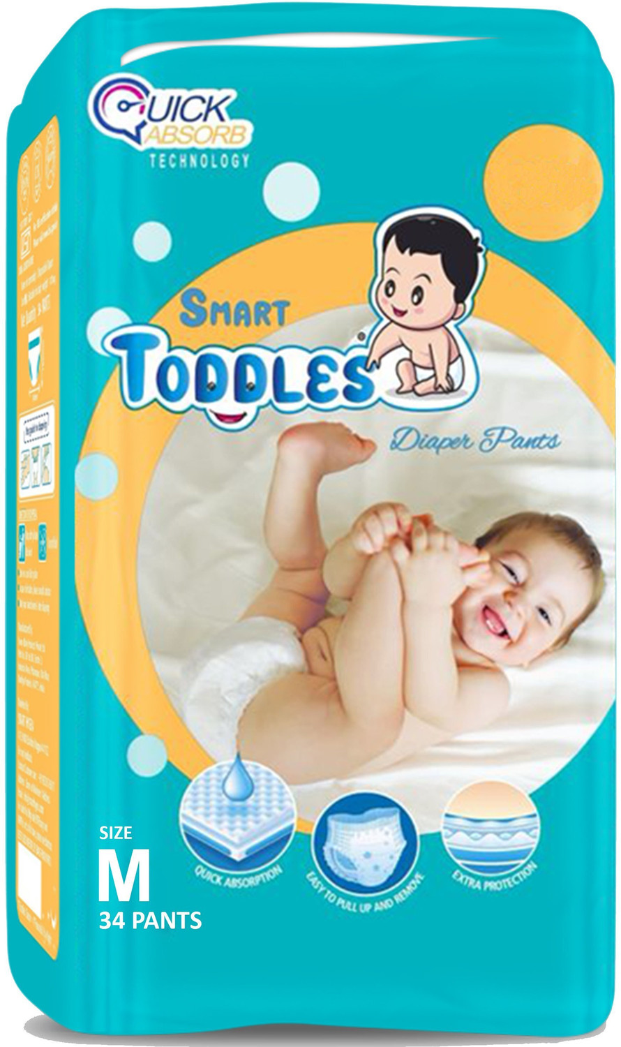 Image of TODDLES Baby Diaper Pants 34 (Size - M) With Quick Absorption Technology Pant Diapers - M
