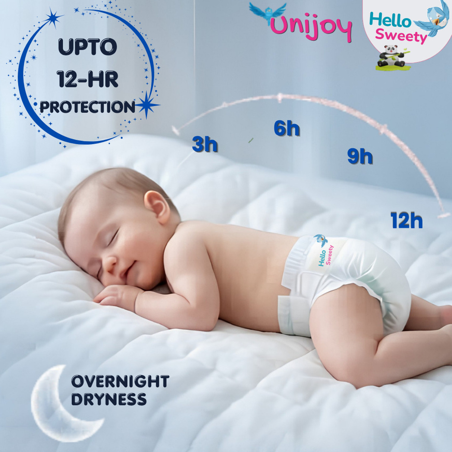 Image of unijoy Hello Sweety Baby Diaper Pants-Fast Absorption & Cottony Soft Feel | Pack of 2 Pant Diapers - XXL