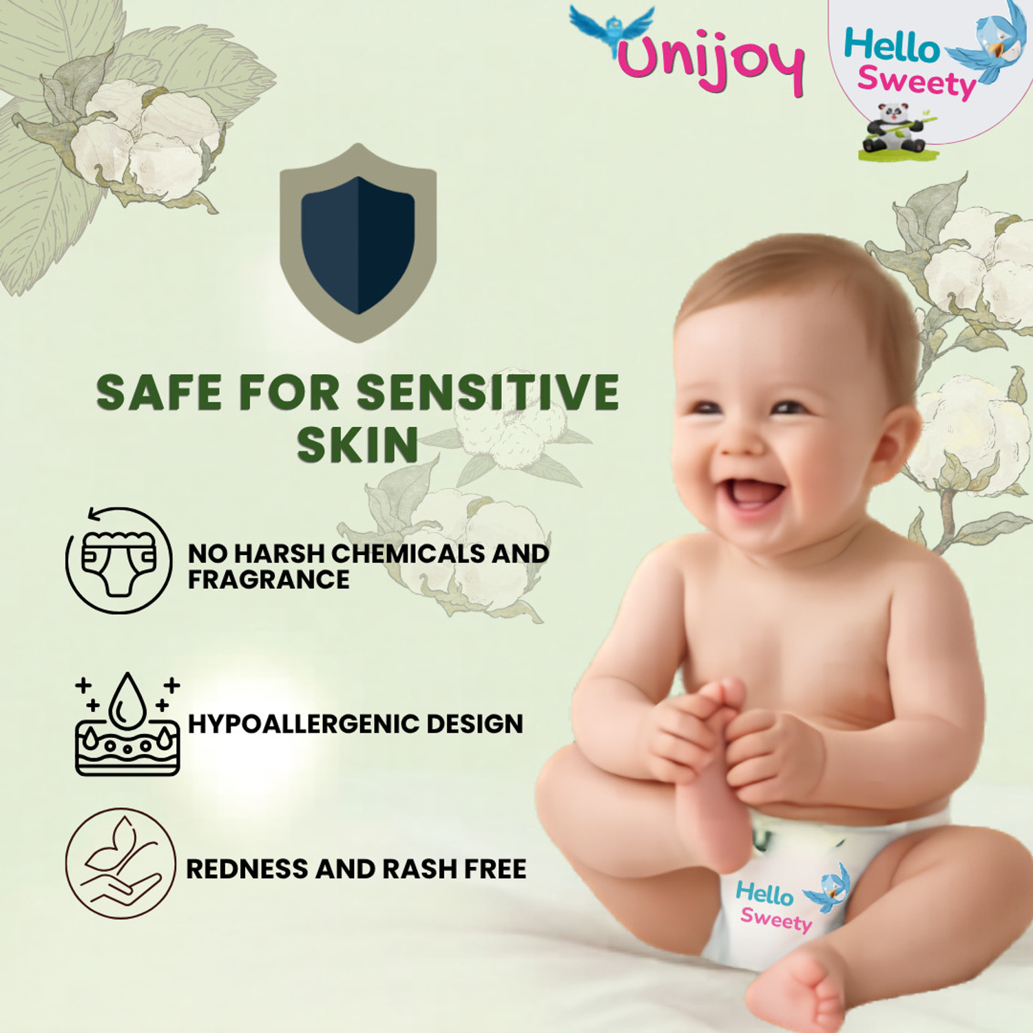 Image of unijoy Hello Sweety Baby Diaper Pants-Fast Absorption & Cottony Soft Feel | Pack of 2 Pant Diapers - XXL
