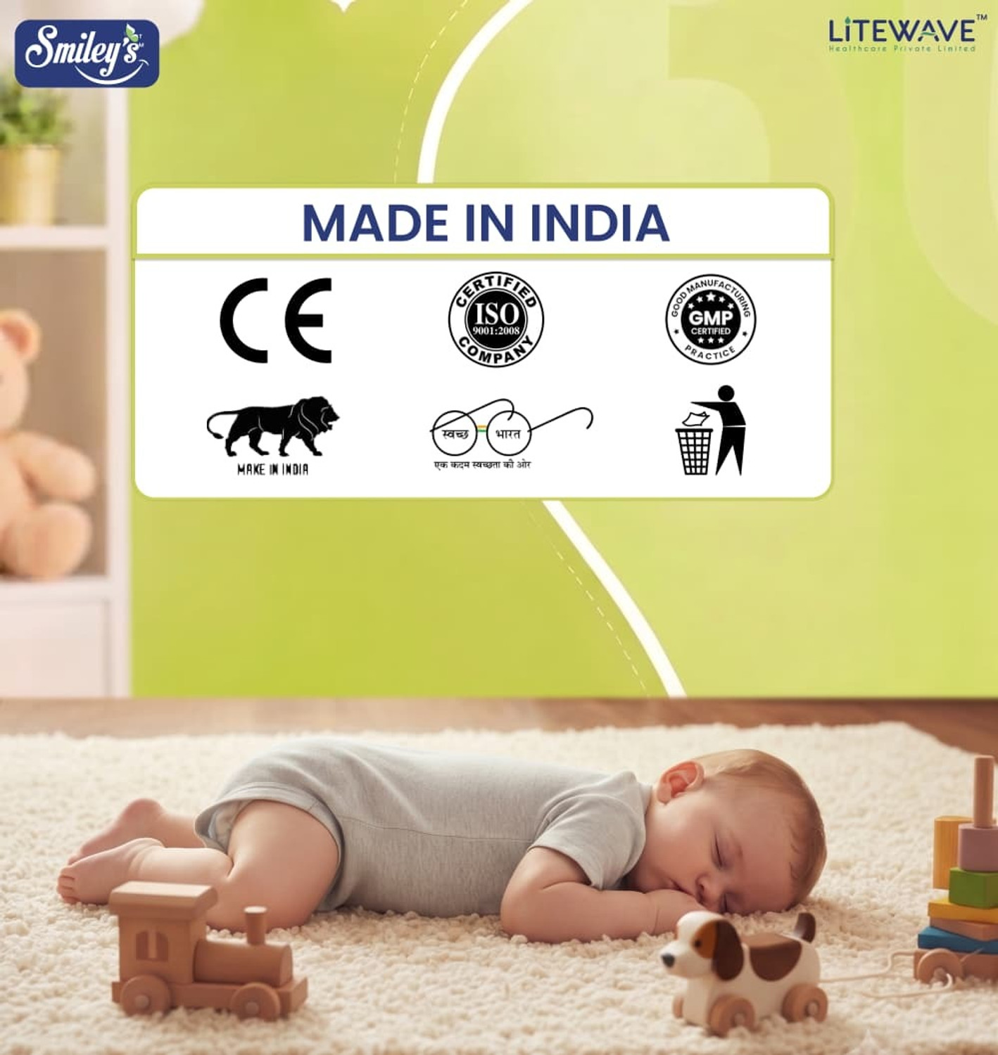 Image of LITEWAVE Smiley's New Born Bubble Baby Diaper Pants | 2-5 kg | - New Born