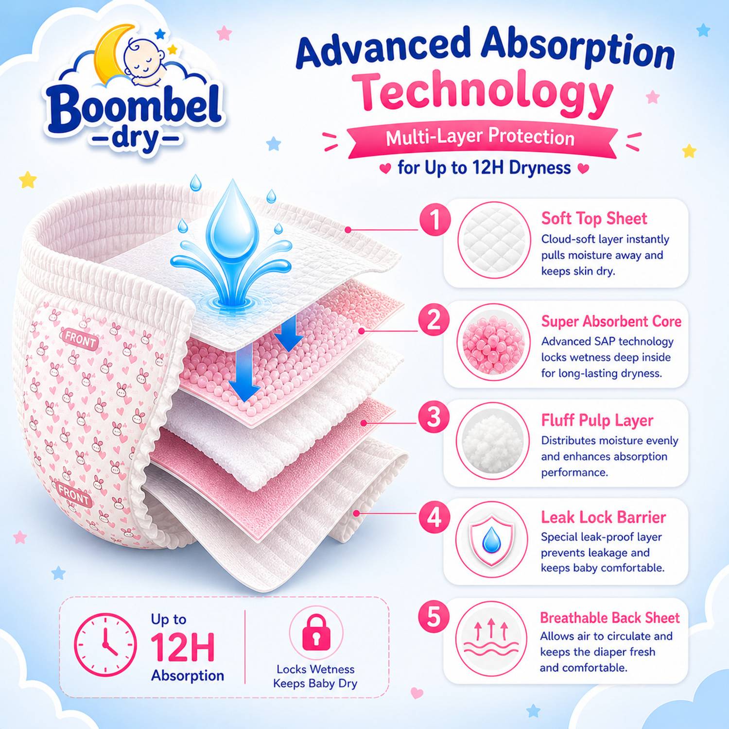 BOOMBEL DRY Baby Diaper Pants XL Size - Image 4