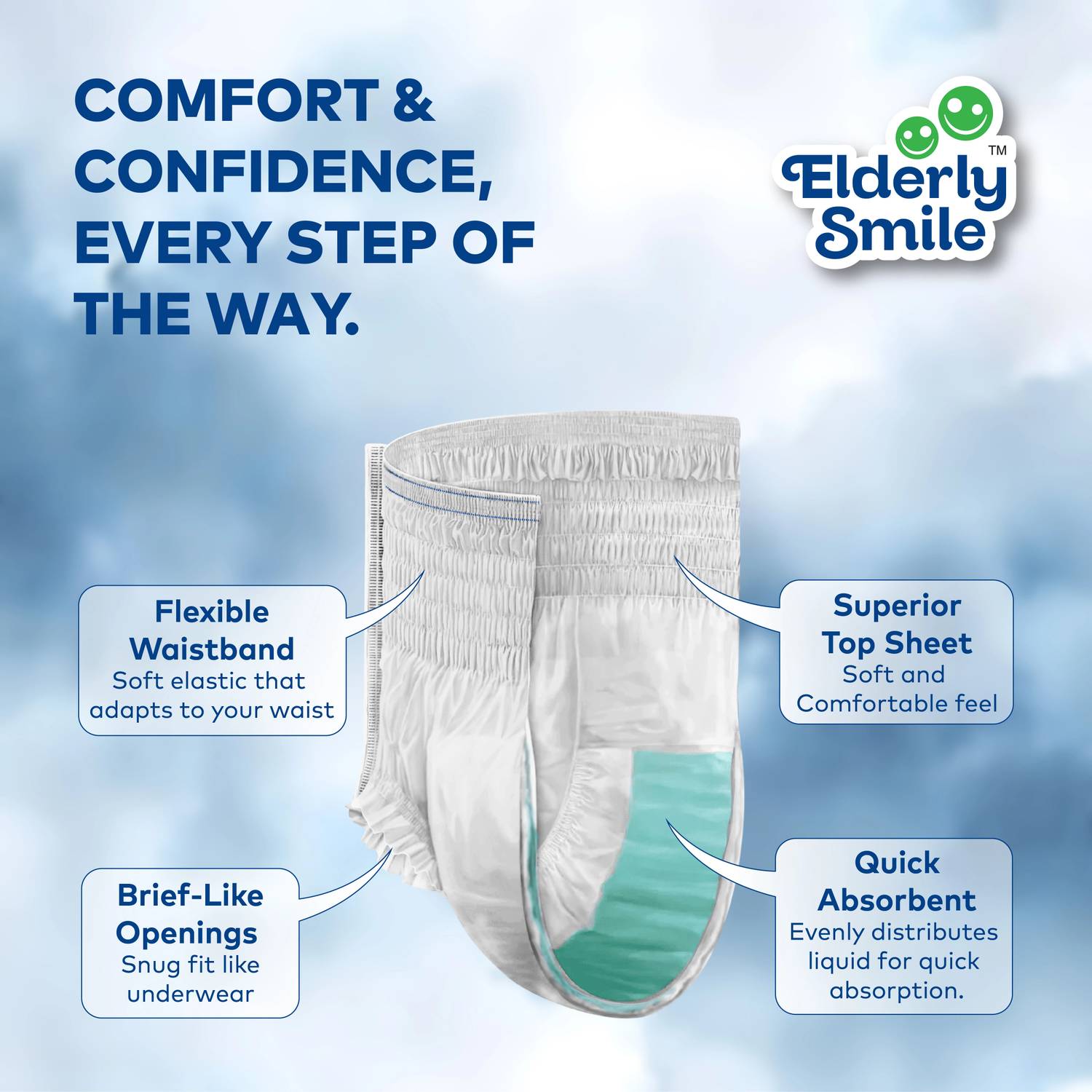 Elderly Smile Super Absorbent Pull Up Pants (Pack of 4) - Image 3