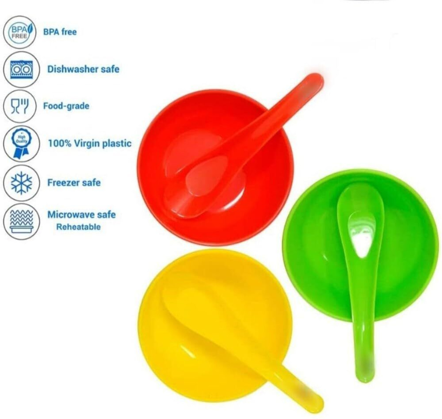 Image of Bienvenue Plastic Serving Bowl Plastic Soup Bowl-Spoon Set of 6 Bowls and 6 Spoons