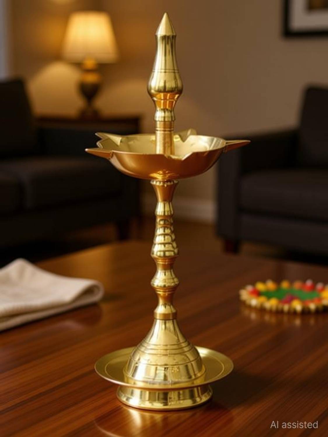 Agromech TABLE DIYA Brass (Pack of 2) Table Diya Set