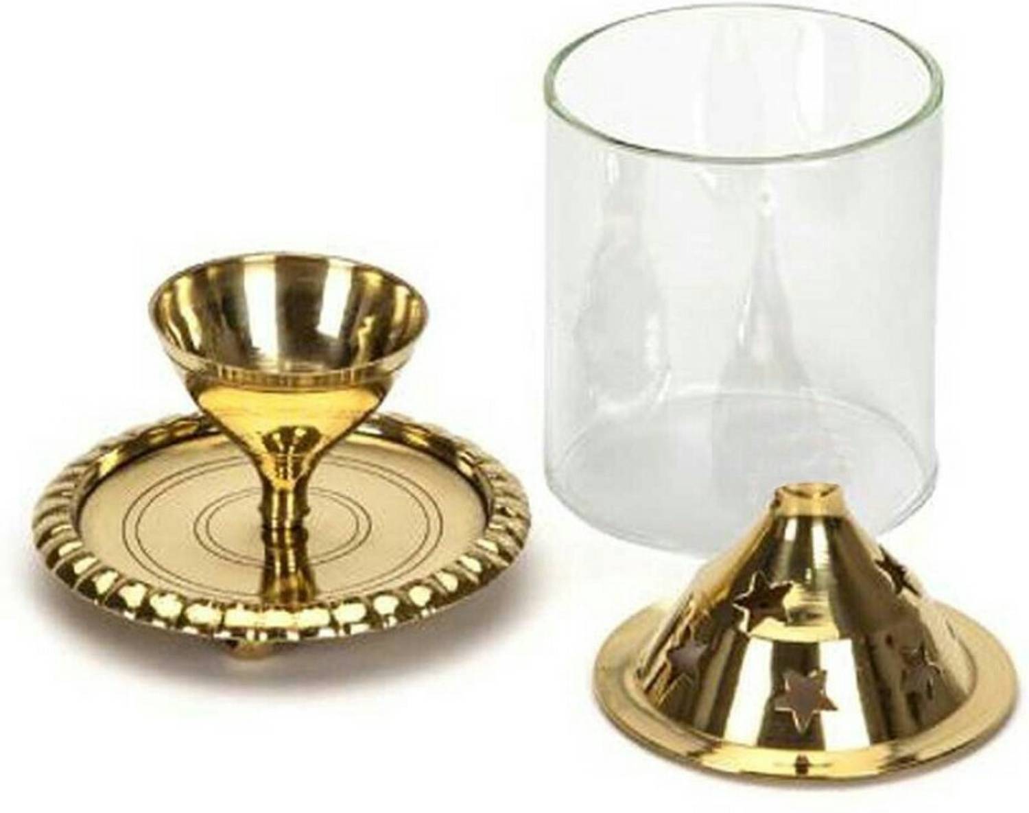 ADIYOGI 1 Pc Brass Akhand Glass Diya for Diwali pooja Akhand Jyot Brass (Pack of 4) Table Diya