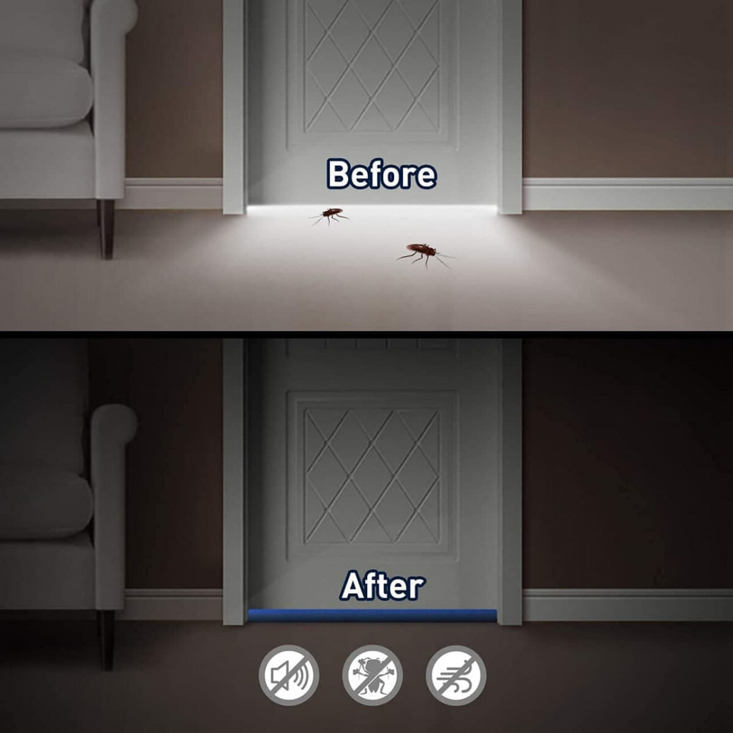 Image of PARIKSHIT Door Guard 39 inchInch pack of 2 Under Door Draft Guard Cover Stop Light Dust Cool Air Escape Protector Floor Mounted Door Stopper (Brown) Floor Mounted Door Stopper