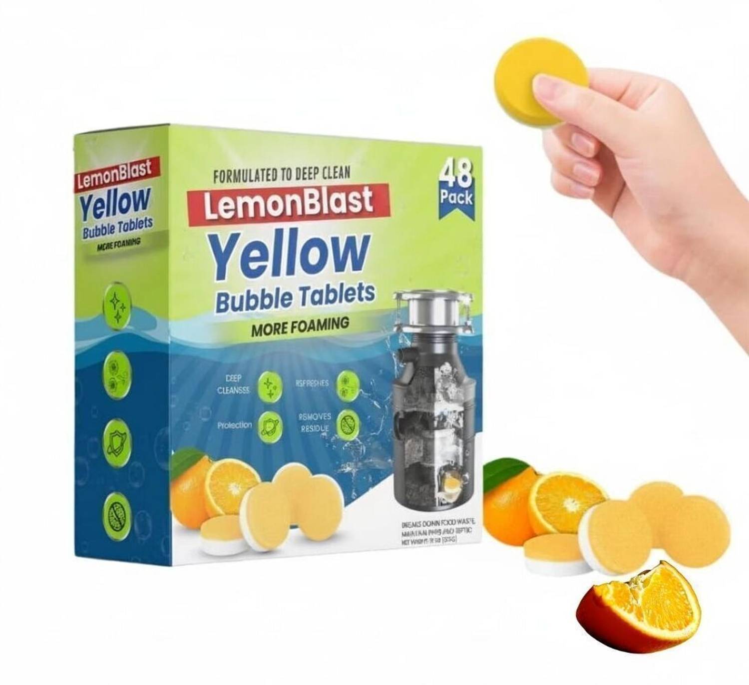 BNB Ghar Lemon Blast Yellow Bubble Drain Cleaner Lemon Fresh Sink Deodorizer anti-od Crystal Drain Opener