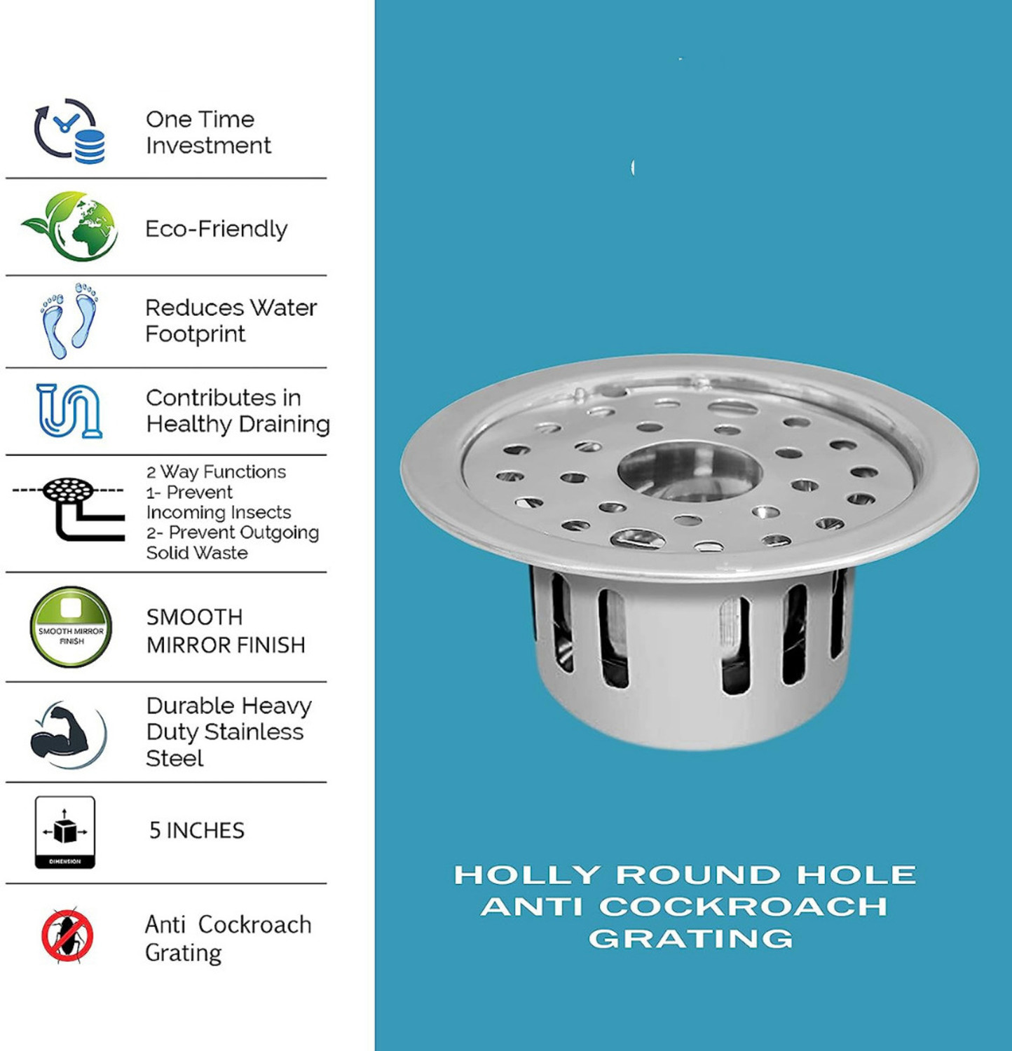 Image of BATHONIX Basin, Bathroom Sink, Kitchen Sink Stainless Steel Push Down Strainer