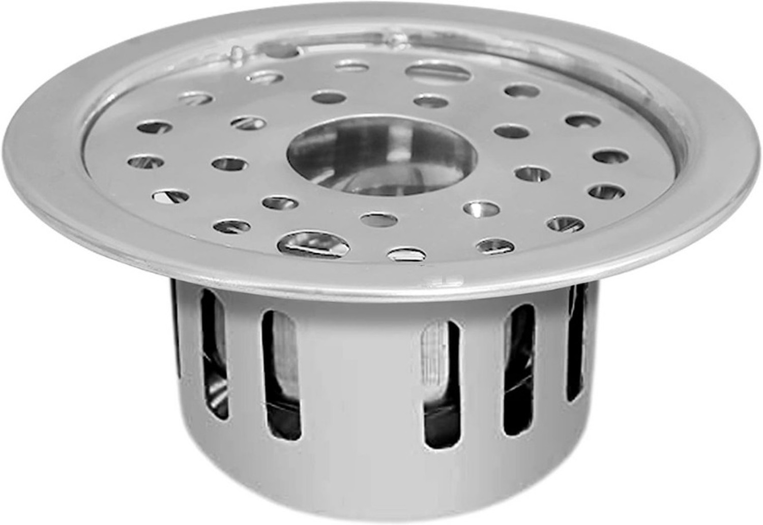 Image of BATHONIX Basin, Bathroom Sink, Kitchen Sink Stainless Steel Push Down Strainer