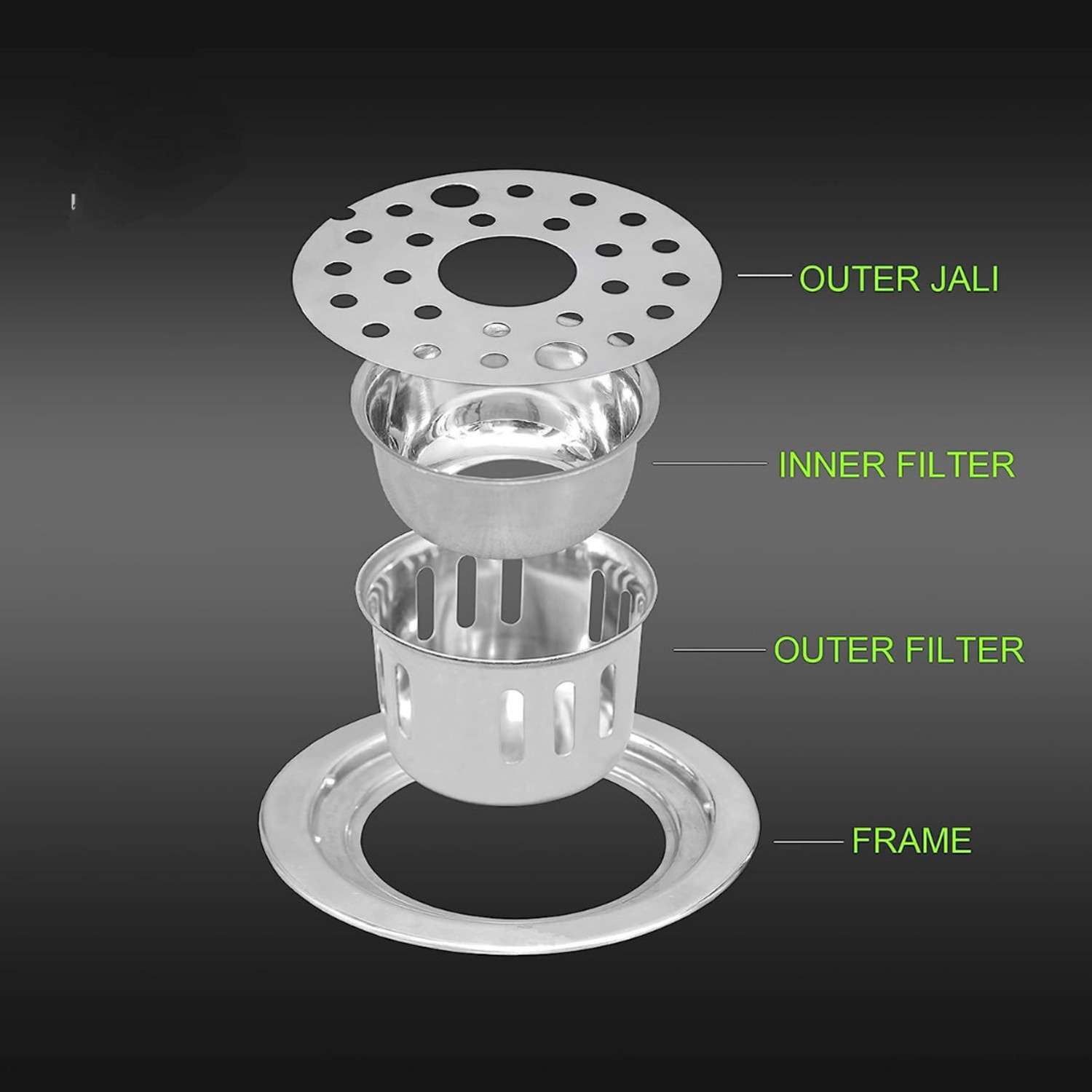 Image of BATHONIX Basin, Bathroom Sink, Kitchen Sink Stainless Steel Push Down Strainer
