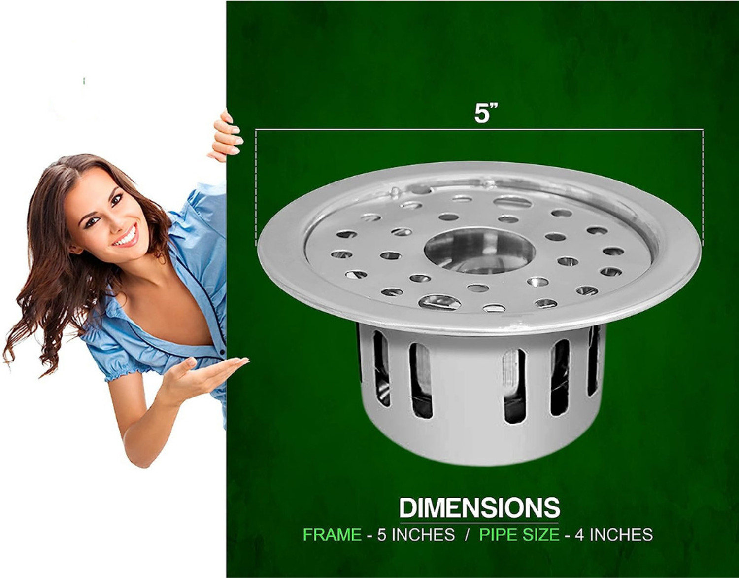 Image of BATHONIX Basin, Bathroom Sink, Kitchen Sink Stainless Steel Push Down Strainer
