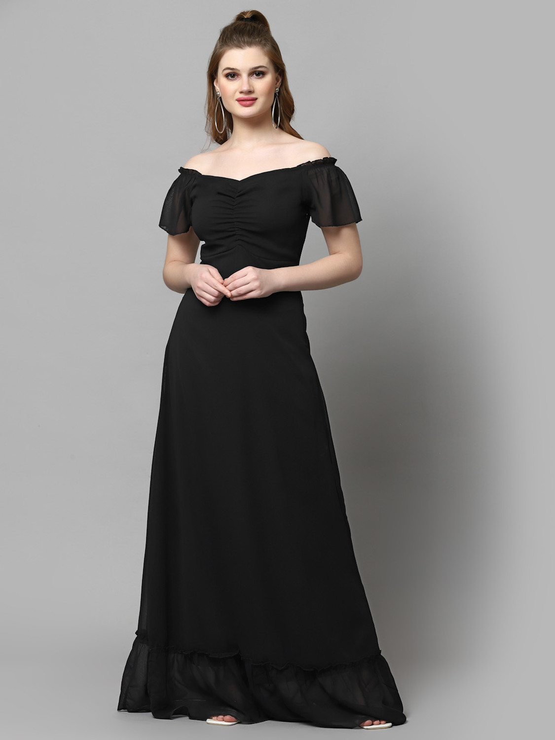 Image of METRONAUT Women Maxi Black Full Length Dress