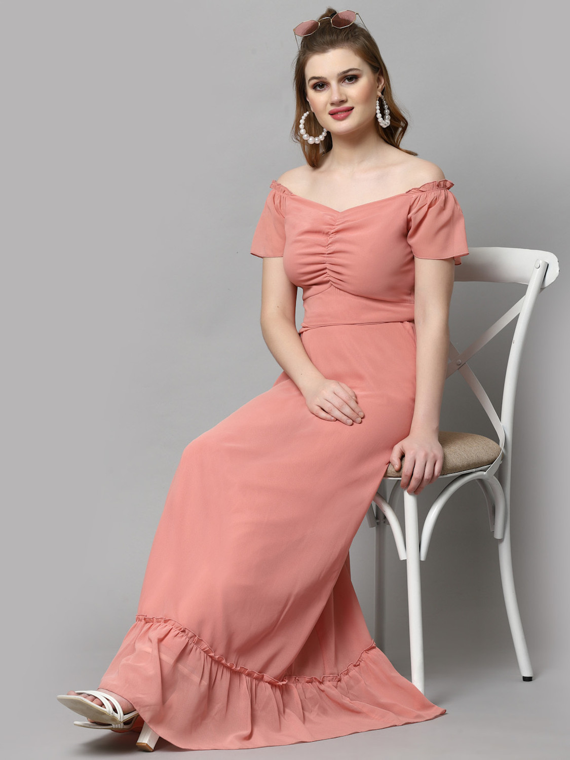 Image of METRONAUT Women Maxi Pink Full Length Dress