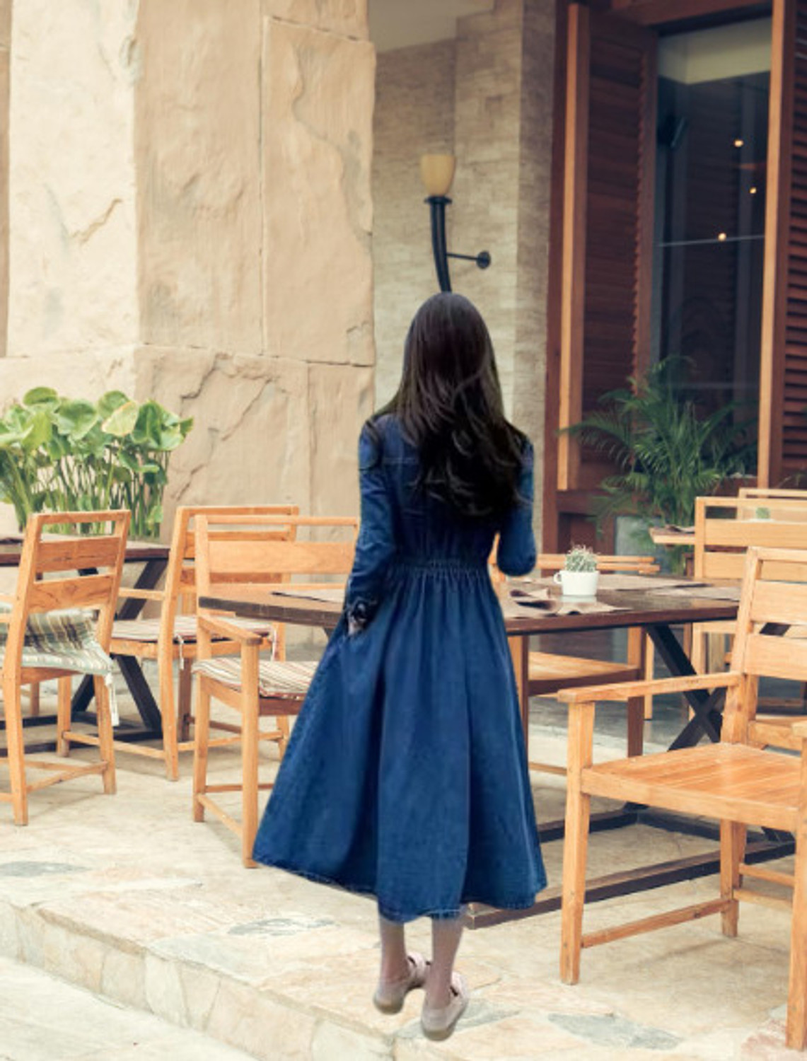 Image of RKK Collection Women Fit and Flare Blue Midi /Calf Length Dress