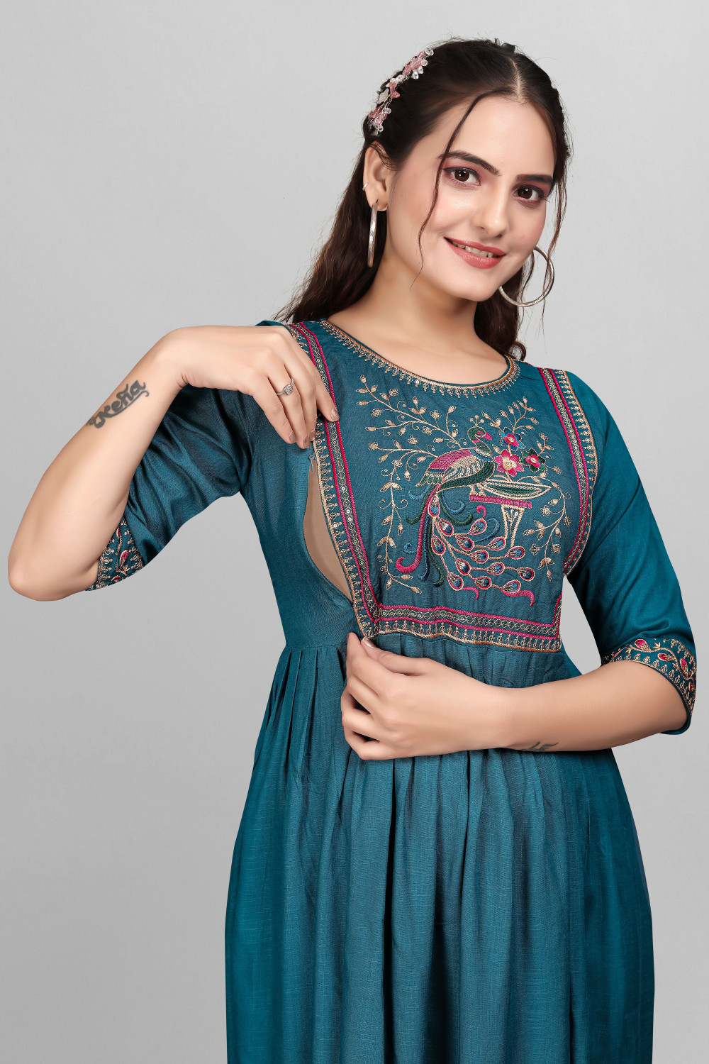 Image of sheladiya Women Fit and Flare Multicolor Midi /Calf Length Dress