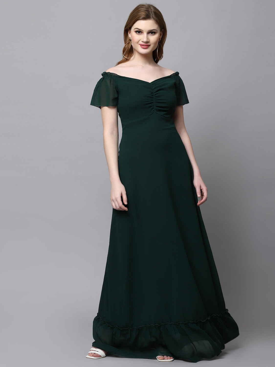 Image of METRONAUT Women Maxi Green Full Length Dress