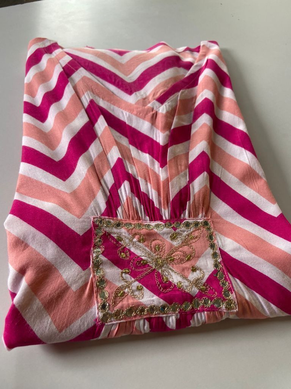 Image of Fantasticss Women Kaftan Pink Midi /Calf Length Dress