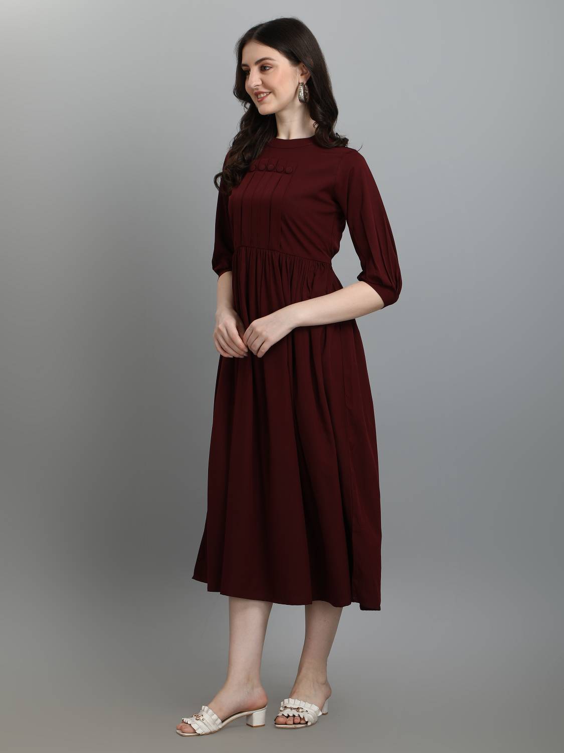Western Knee Length Short One Piece Flipkart Formal Dress Ab Young Women  A-line Maroon Midi/Calf Length Dress Buy Ab Young Women A-line Maroon  Midi/Calf Length Dress Online At Best Prices In India