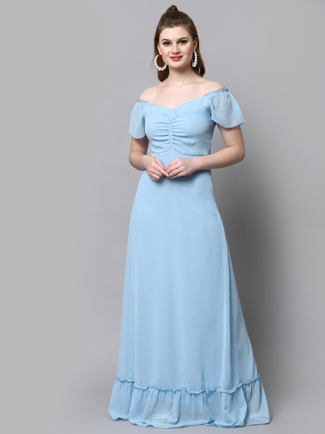 Image of METRONAUT Women Maxi Light Blue Full Length Dress