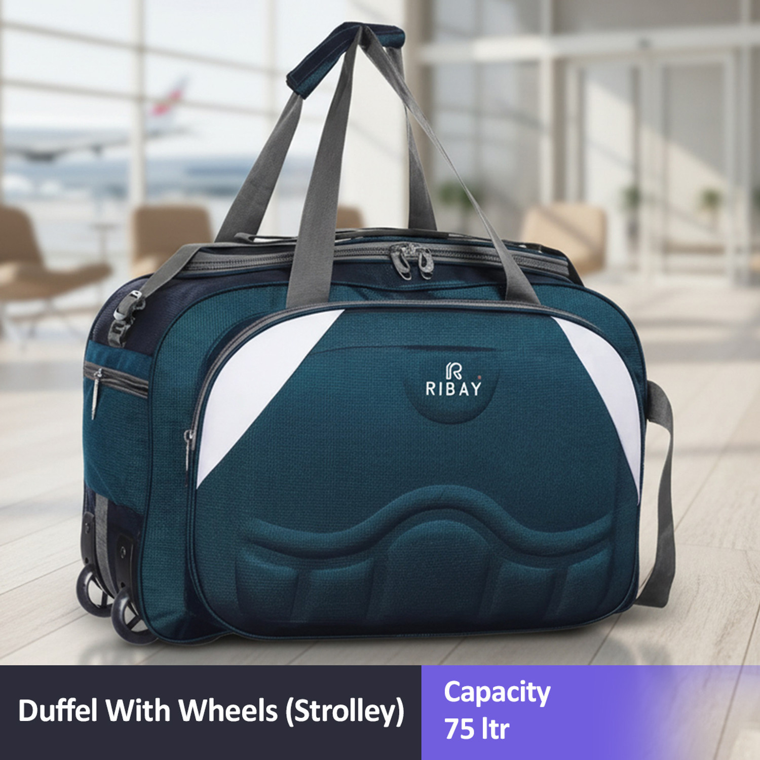 Image of RIBAY (Expandable) Strolley Duffel Bag - Luggage Travel with 2 wheels Duffel With Wheels (Strolley)