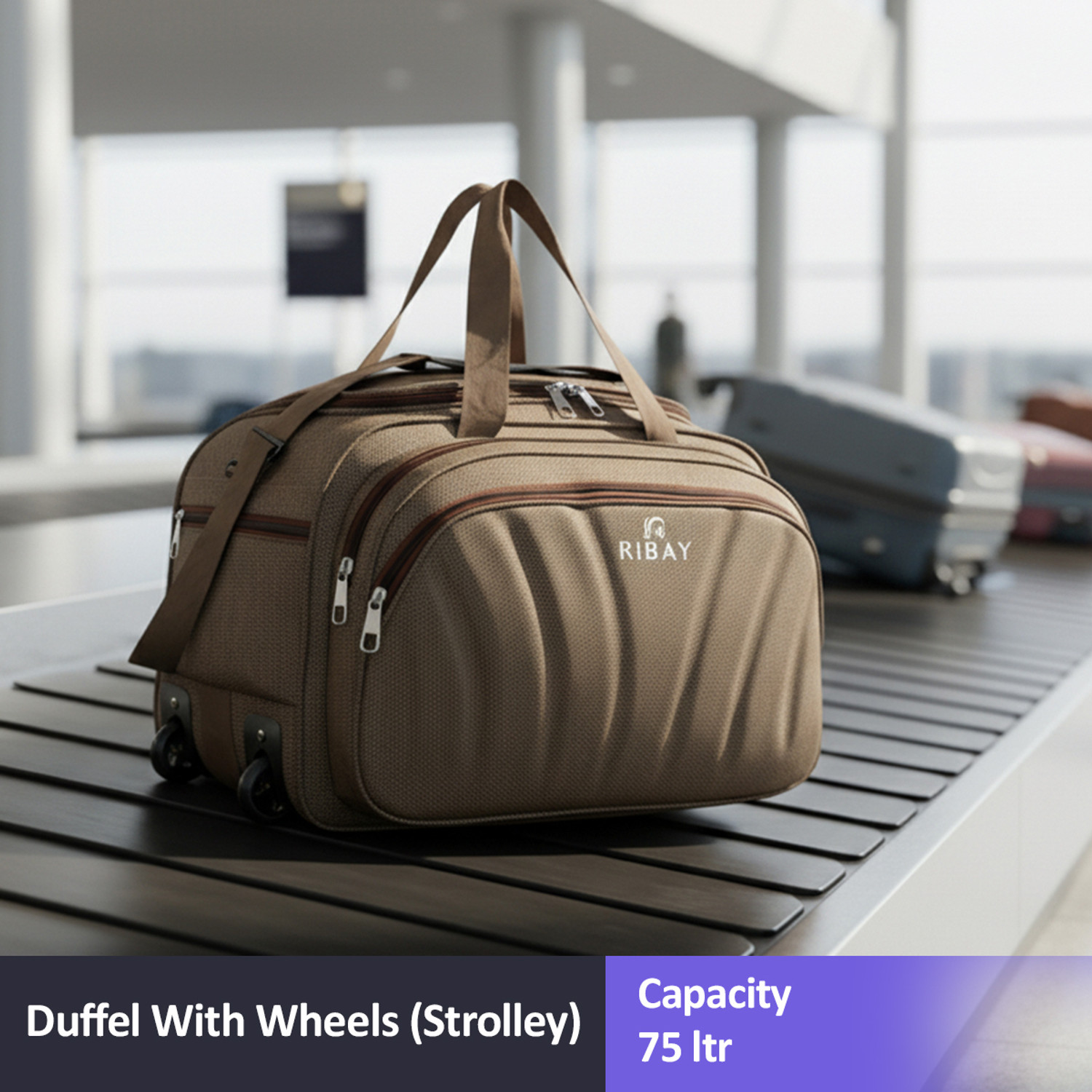 Image of RIBAY (Expandable) Duffel With Wheels Waterproof Lightweight- Large Capacity Duffel With Wheels (Strolley)